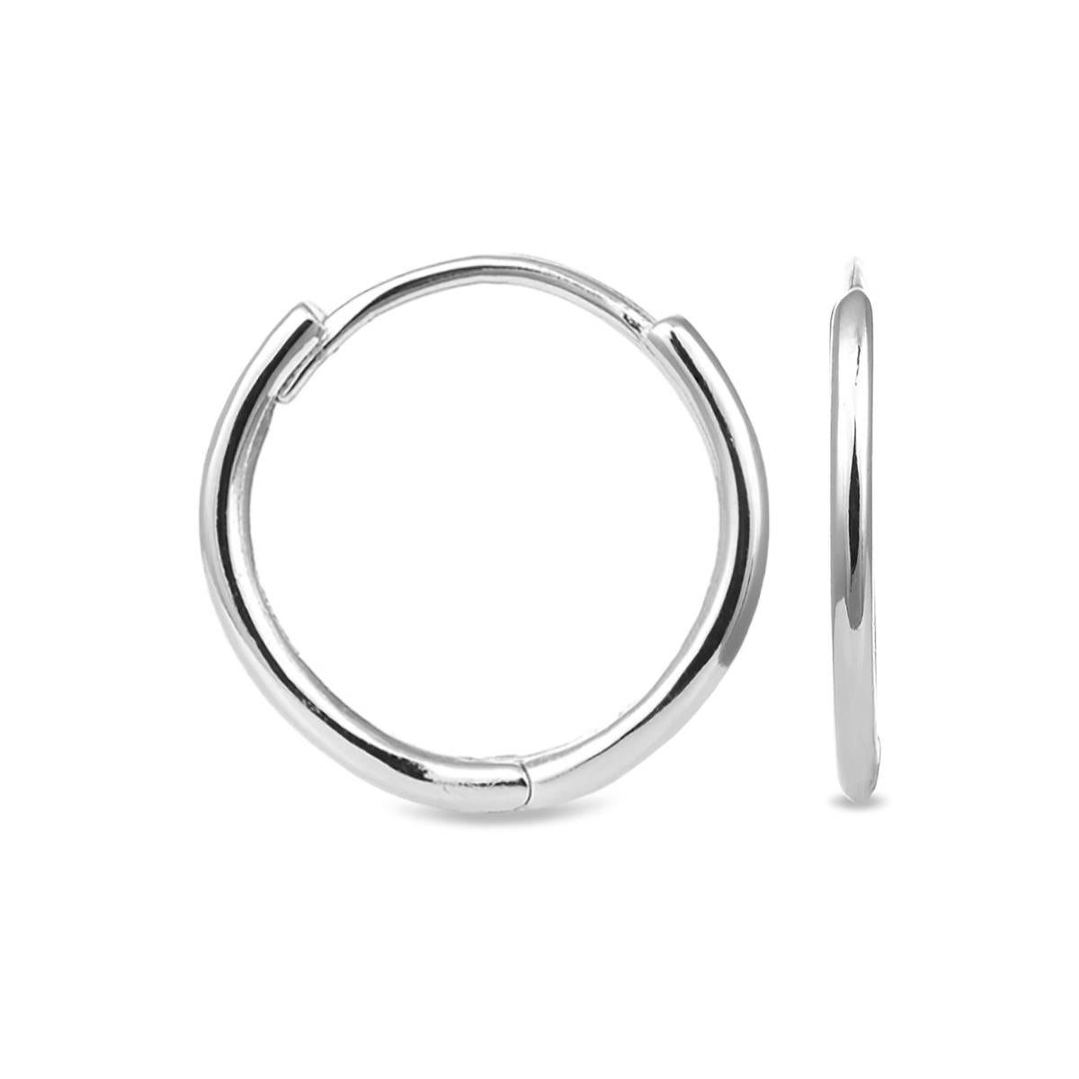 Boucles d'oreilles de 14mm de diamètre en argent sterling 925 finition rhodiée - Erwe