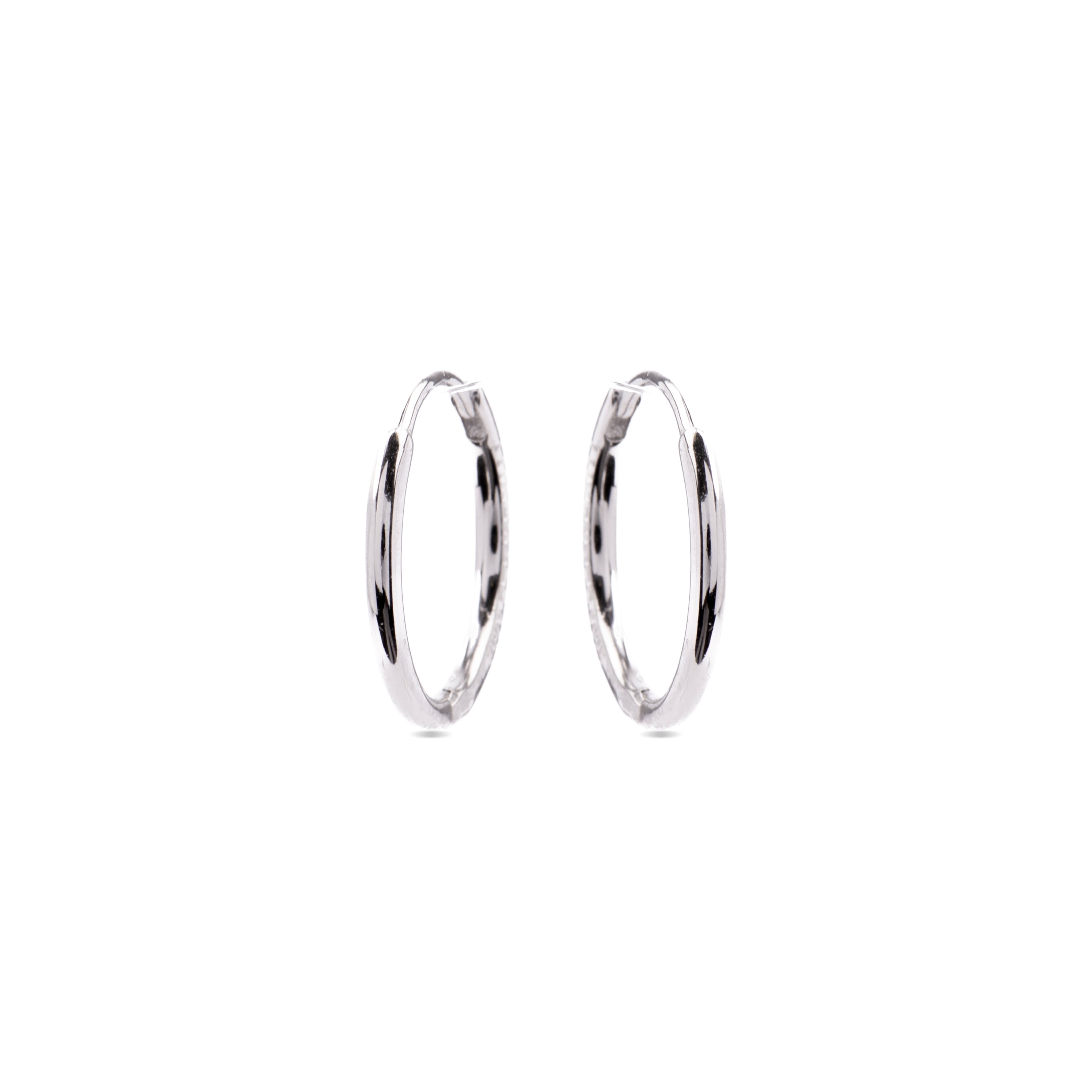 14mm diameter 925 Sterling Silver Rhodium Finished Earrings - Erwe