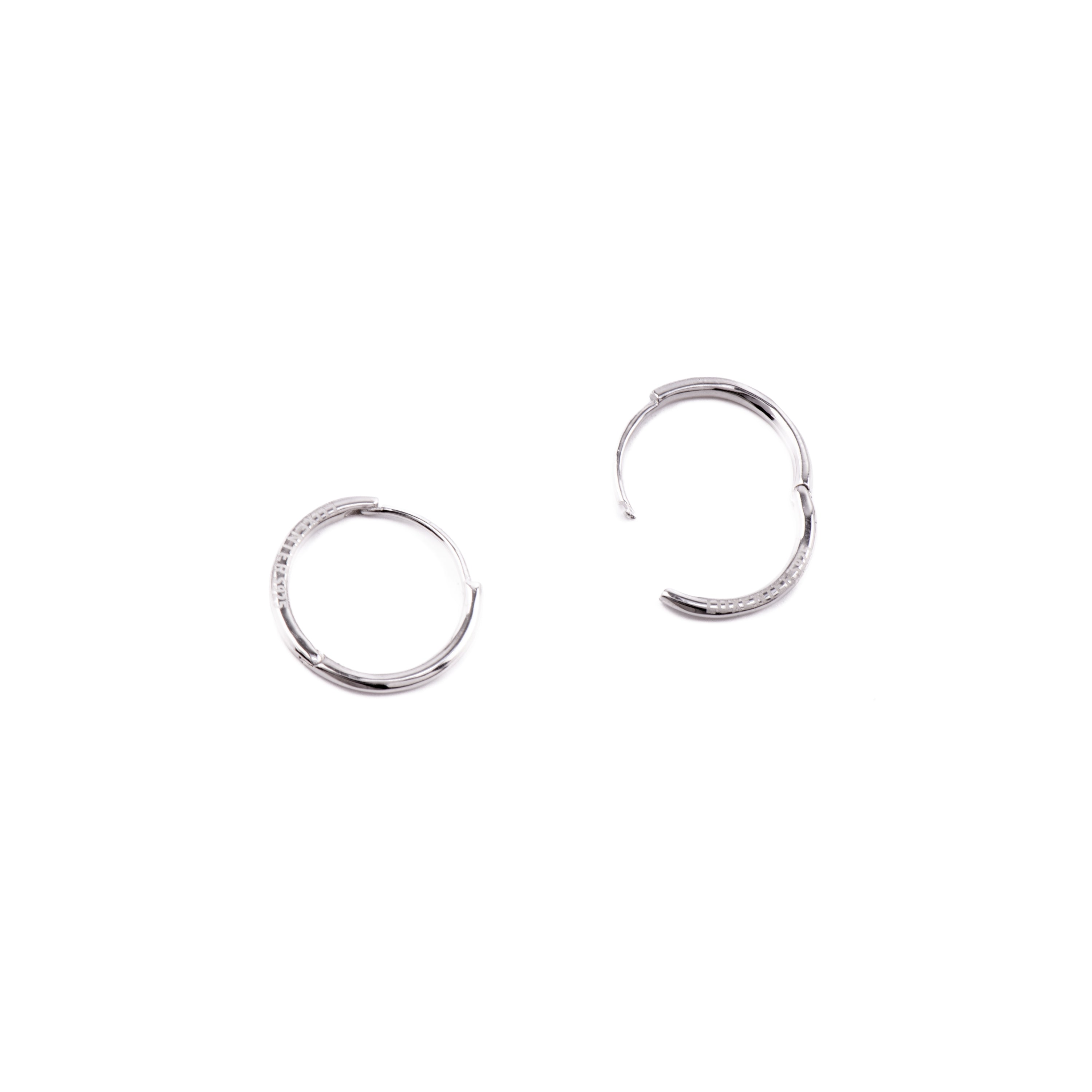14mm diameter 925 Sterling Silver Rhodium Finished Earrings - Erwe