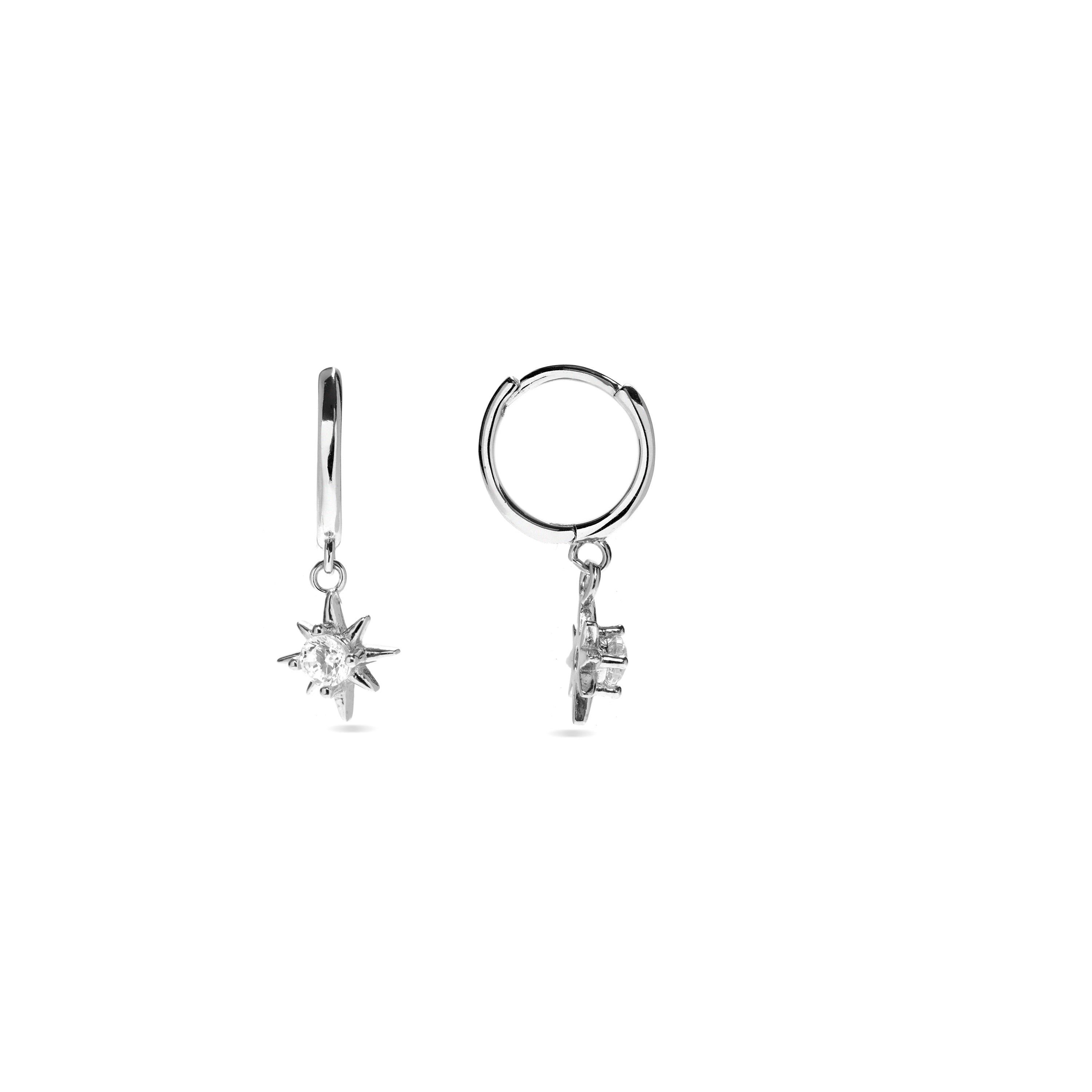 Boucles d'oreilles en argent sterling 925 avec zircon brillant finition rhodiée - Lisit