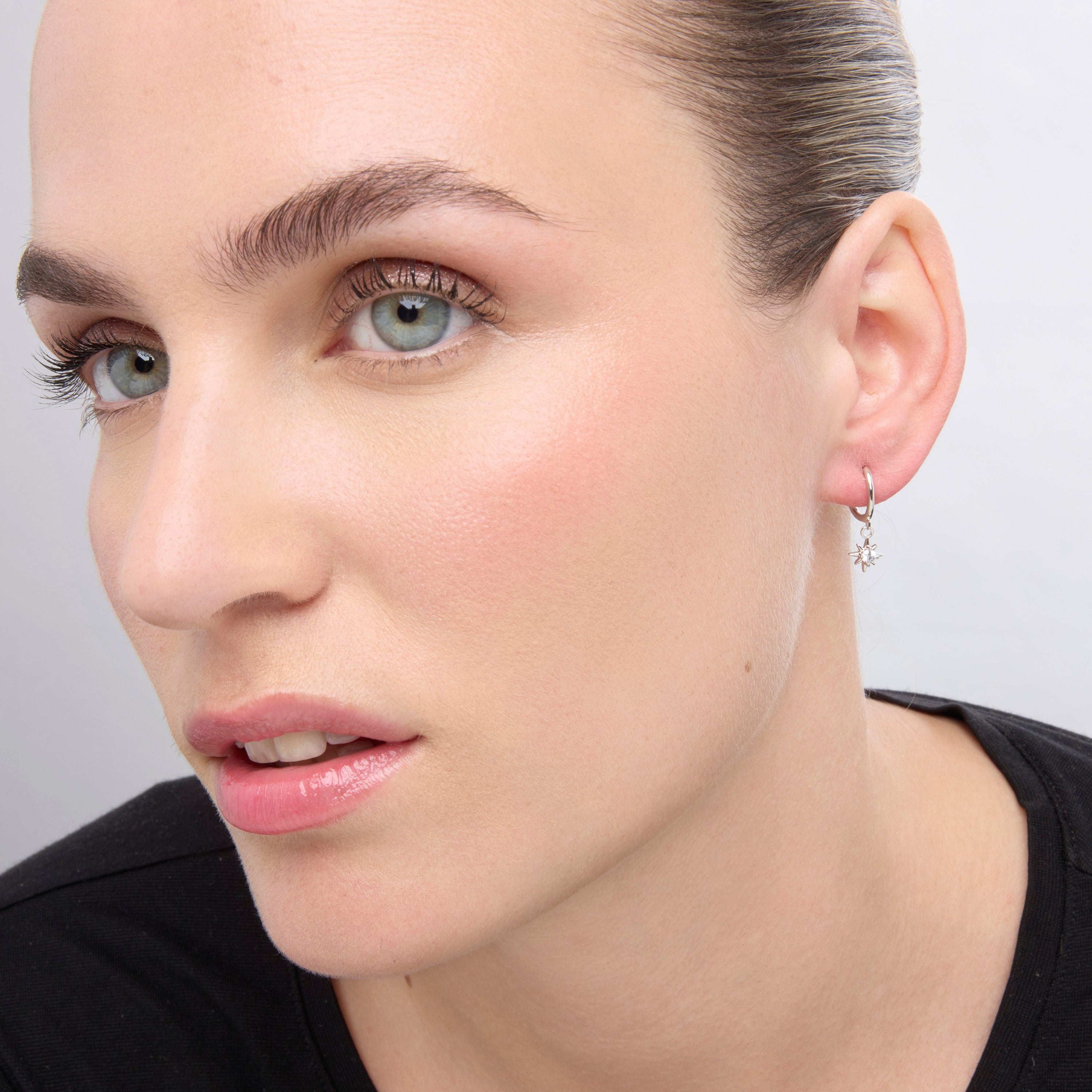 Boucles d'oreilles en argent sterling 925 avec zircon brillant finition rhodiée - Lisit