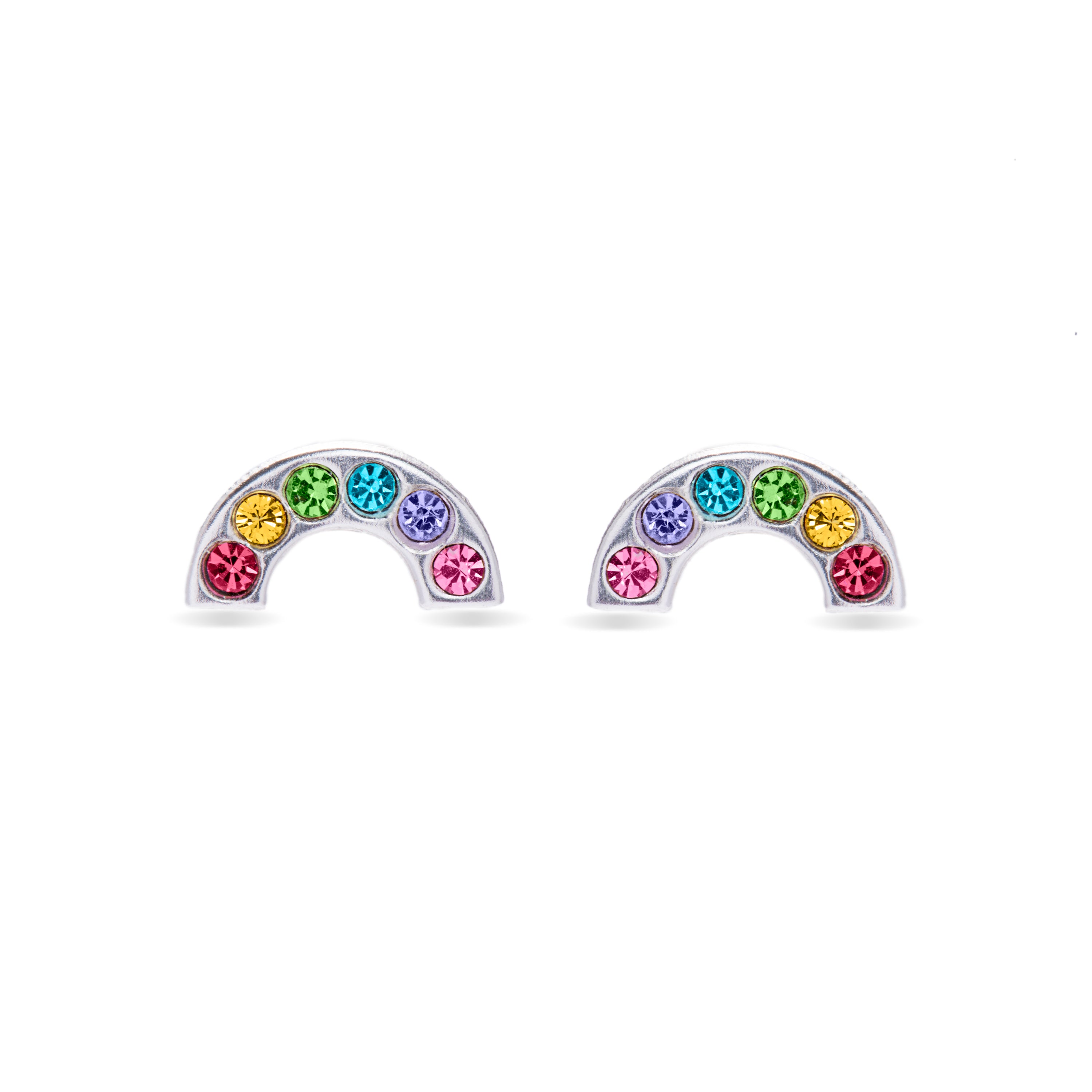 Brincos de Prata de Lei 925 com Zircónia Multicolor acabados em ródio - Arco-íris