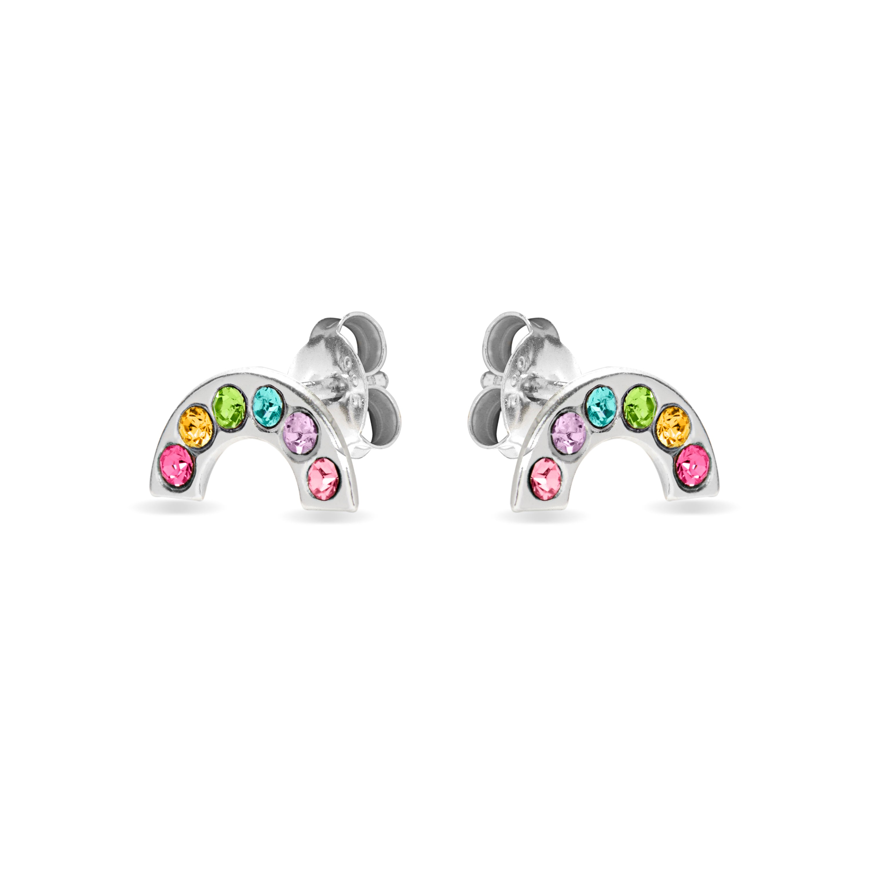 Brincos de Prata de Lei 925 com Zircónia Multicolor acabados em ródio - Arco-íris