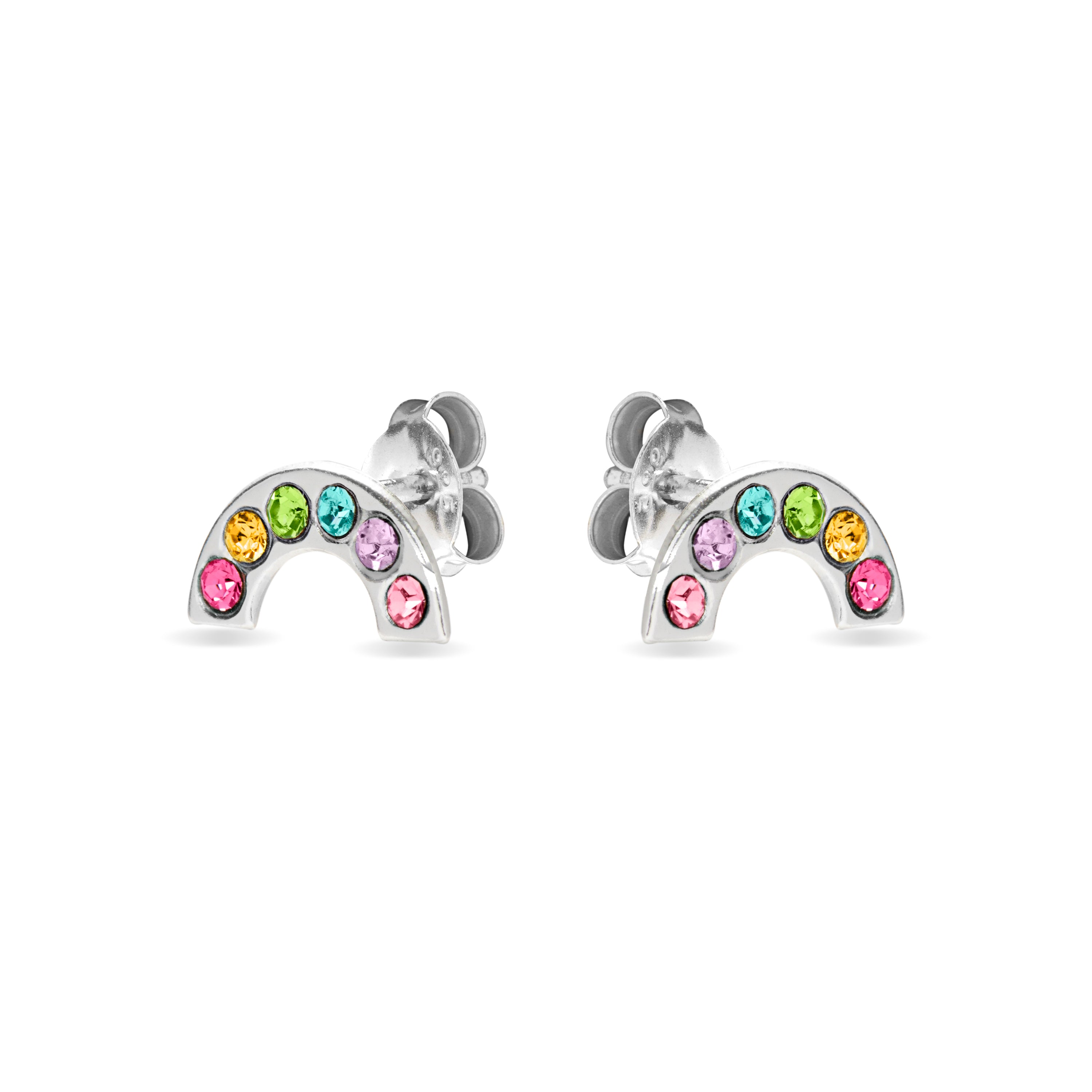 Boucles d'oreilles arc-en-ciel en argent sterling 925