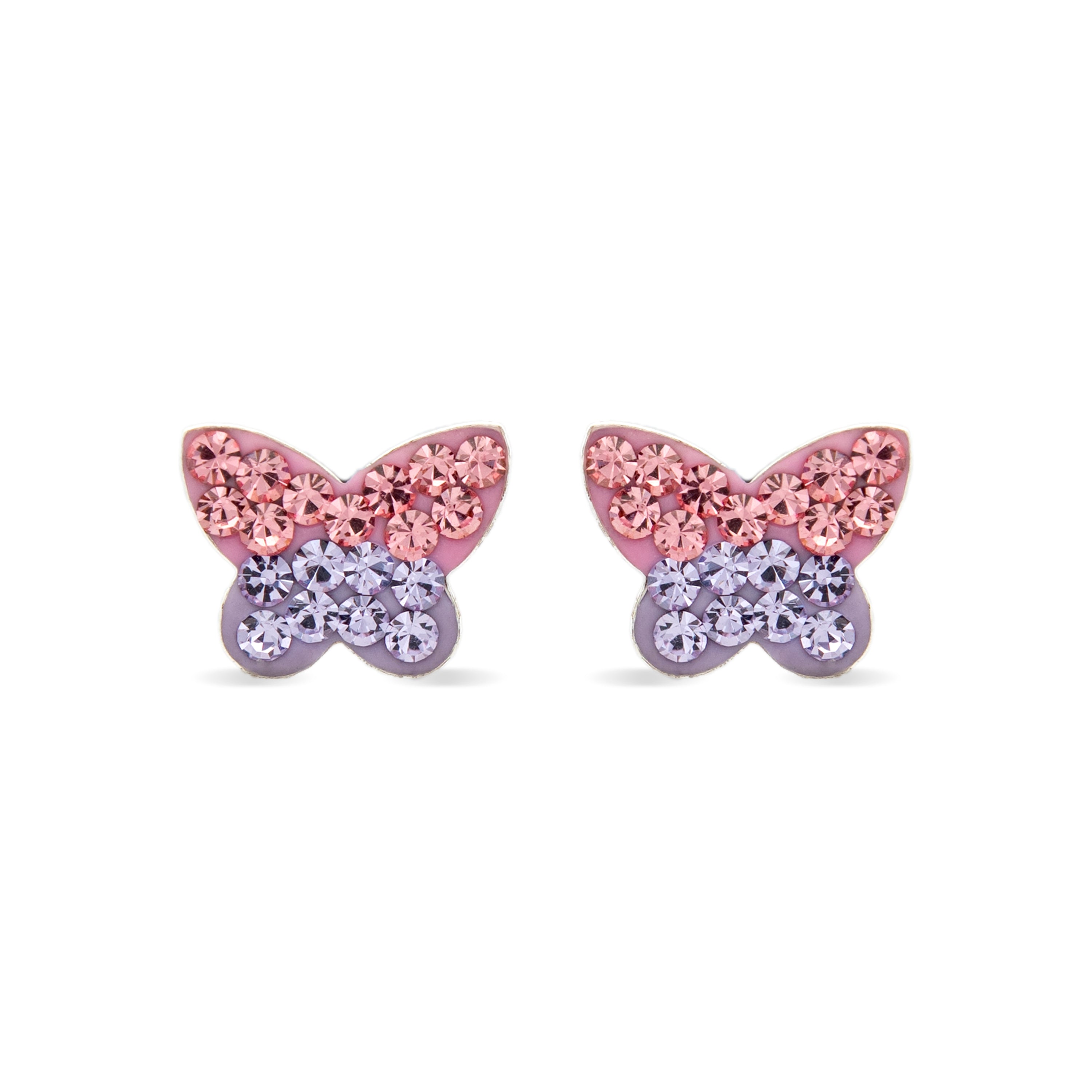 Pendientes de Plata de Ley 925 con Circonita Multicolor acabados en rodio - Mariposa