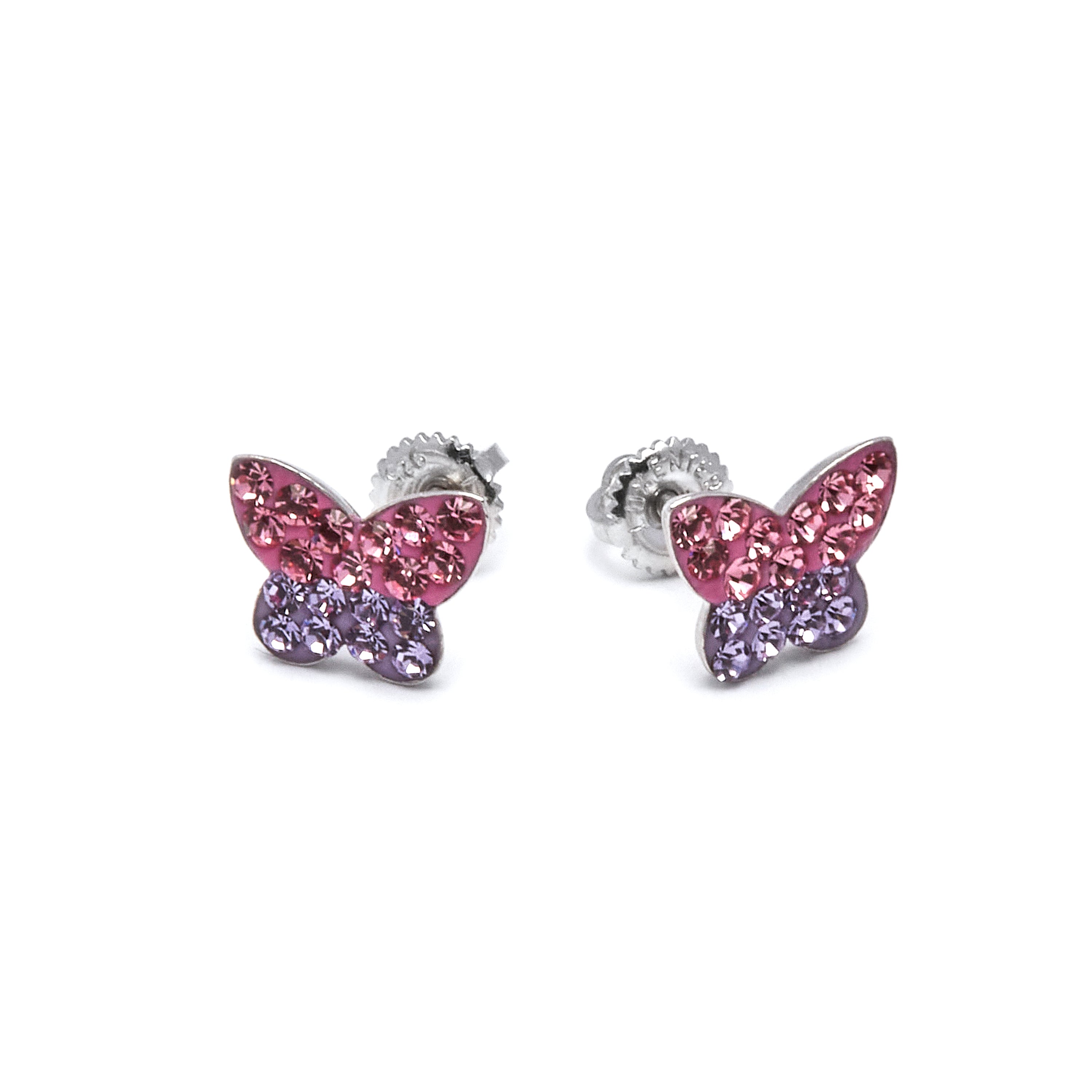 Pendientes de Plata de Ley 925 con Circonita Multicolor acabados en rodio - Mariposa