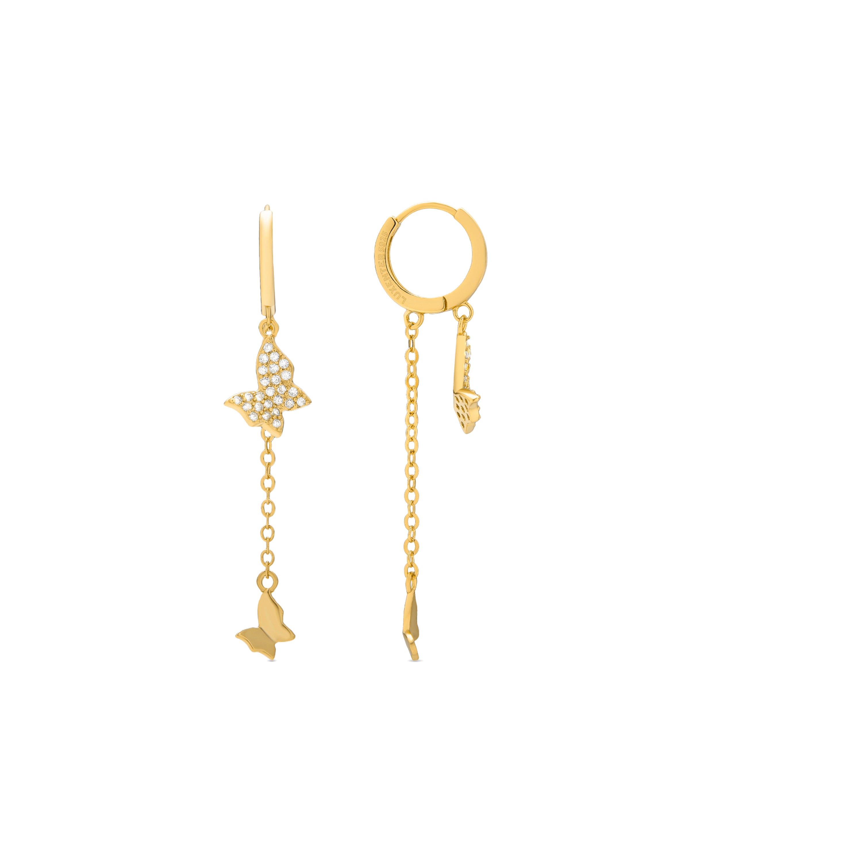 Boucles d'oreilles en argent sterling 925 avec zircon brillant finition or jaune 18K - Kedro