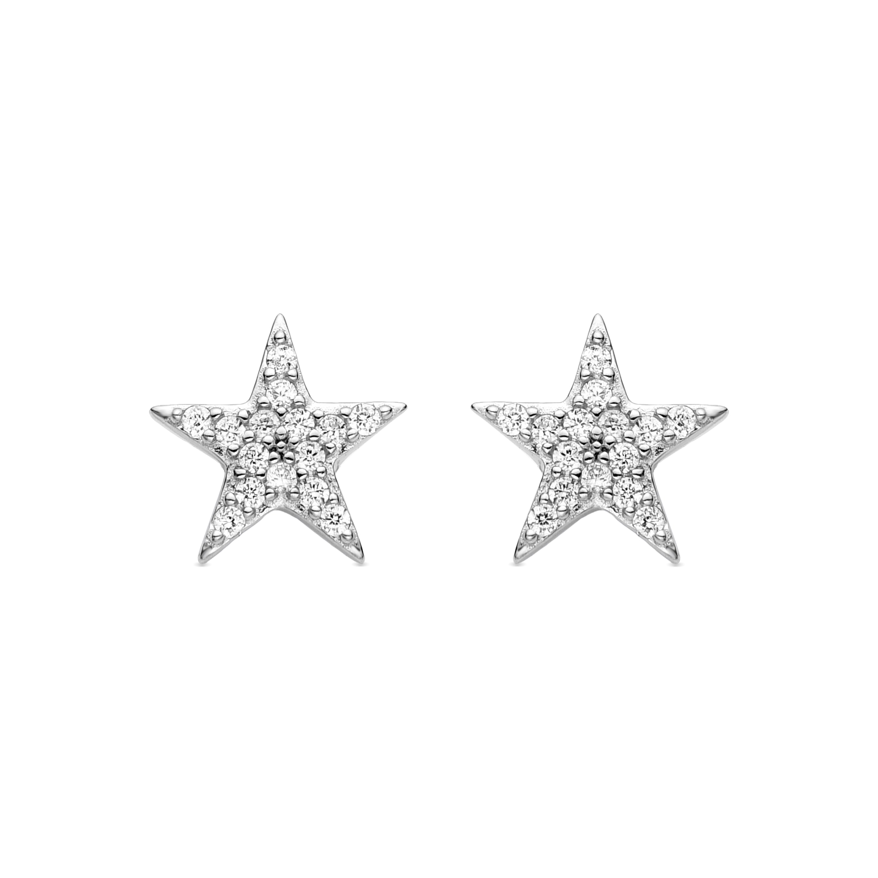 925 Sterling Silver Earrings with Brilliant Zirconia finished in Rhodium - Leilda