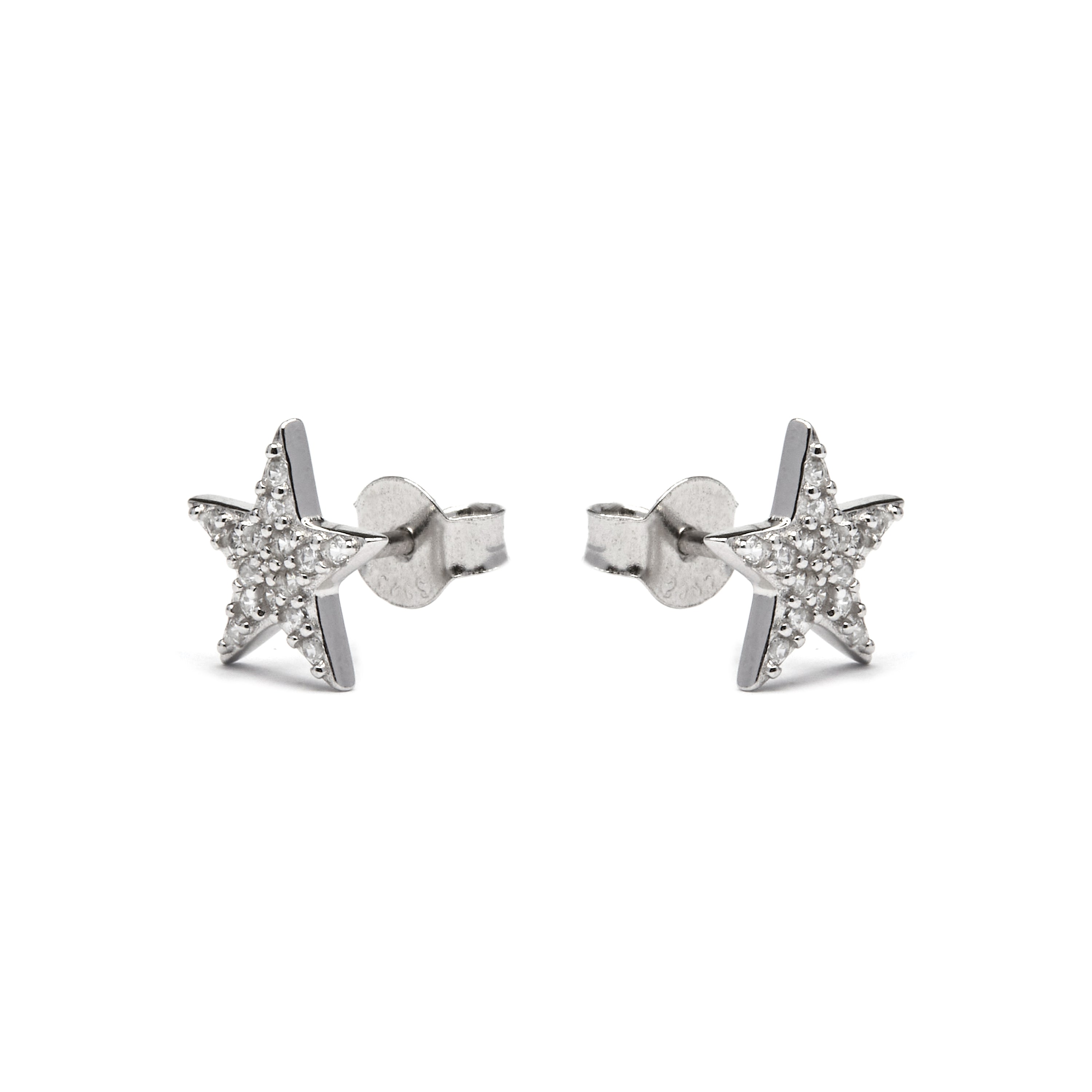 925 Sterling Silver Earrings with Brilliant Zirconia finished in Rhodium - Leilda
