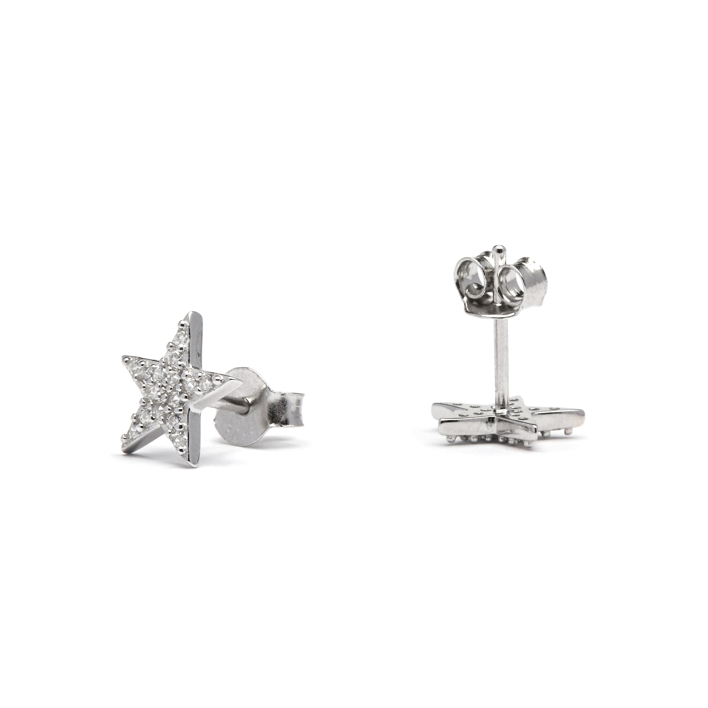 925 Sterling Silver Earrings with Brilliant Zirconia finished in Rhodium - Leilda