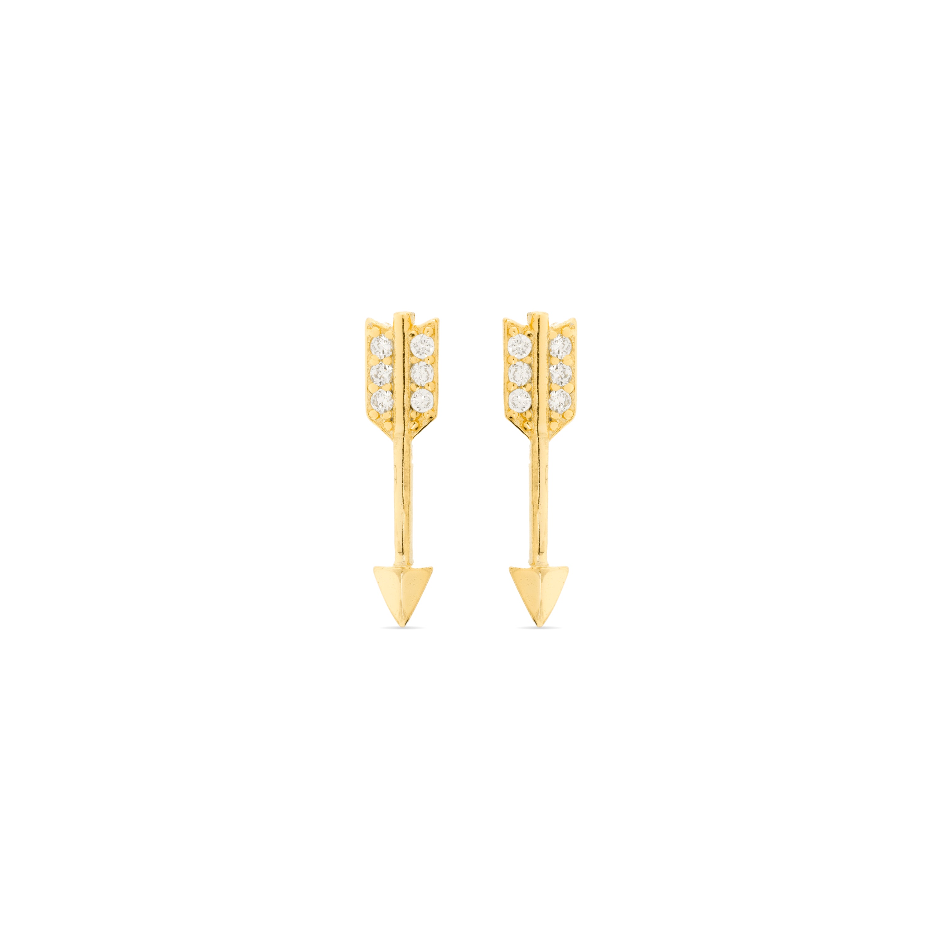 Pendientes de Plata de Ley 925 y Circonita Brillante acabados en oro amarillo de 18k - Flecha