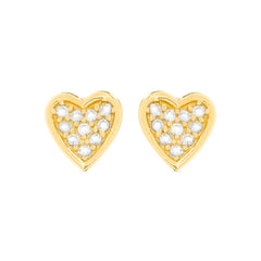 Pendientes de Plata de Ley 925 y Circonita Brillante acabados en oro amarillo 18K - Corazón