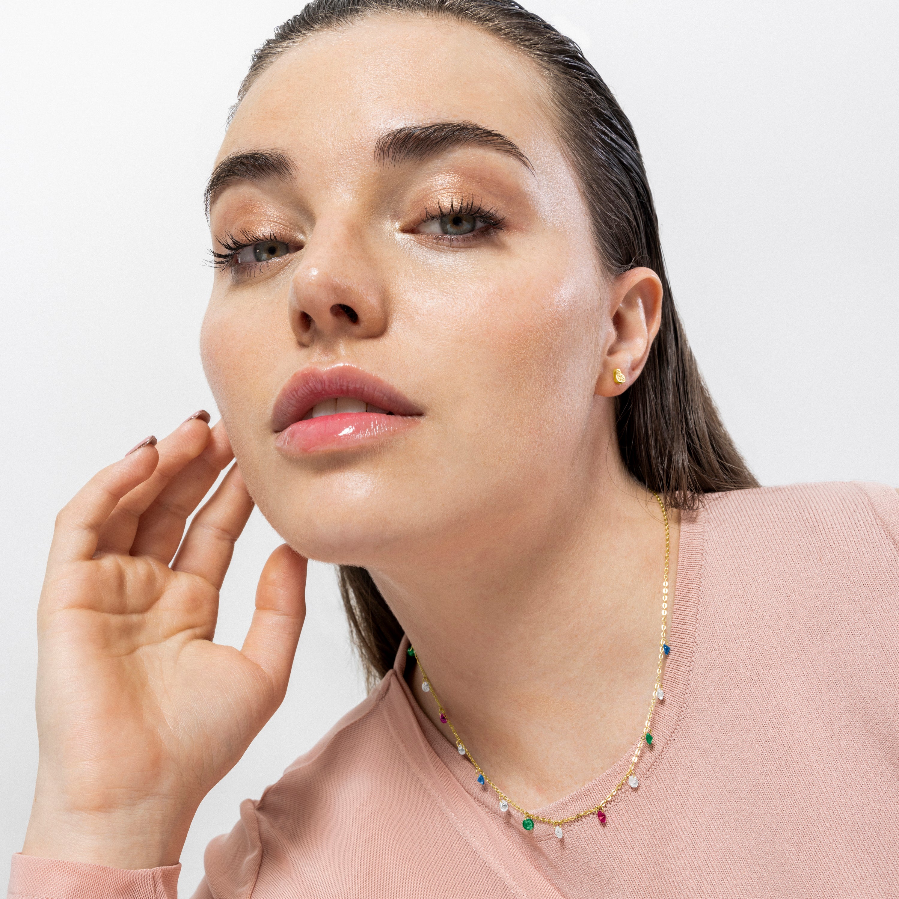 Pendientes de Plata de Ley 925 y Circonita Brillante acabados en oro amarillo 18K - Corazón