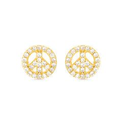Pendientes de Plata de Ley 925 y Circonita Brillante acabados en oro amarillo de 18k - Peace