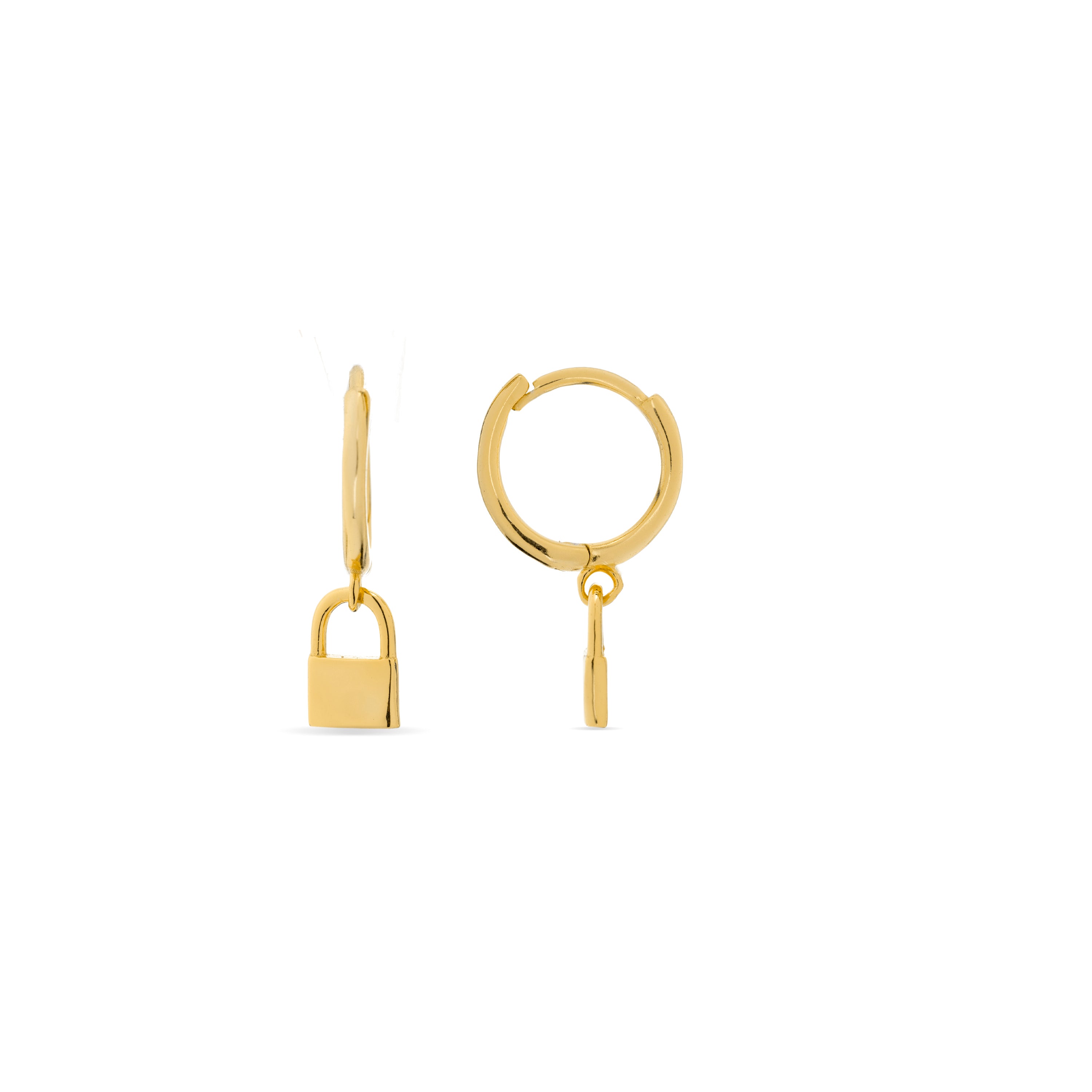925 Sterling Silver Earrings finished in 18k yellow gold - Lock