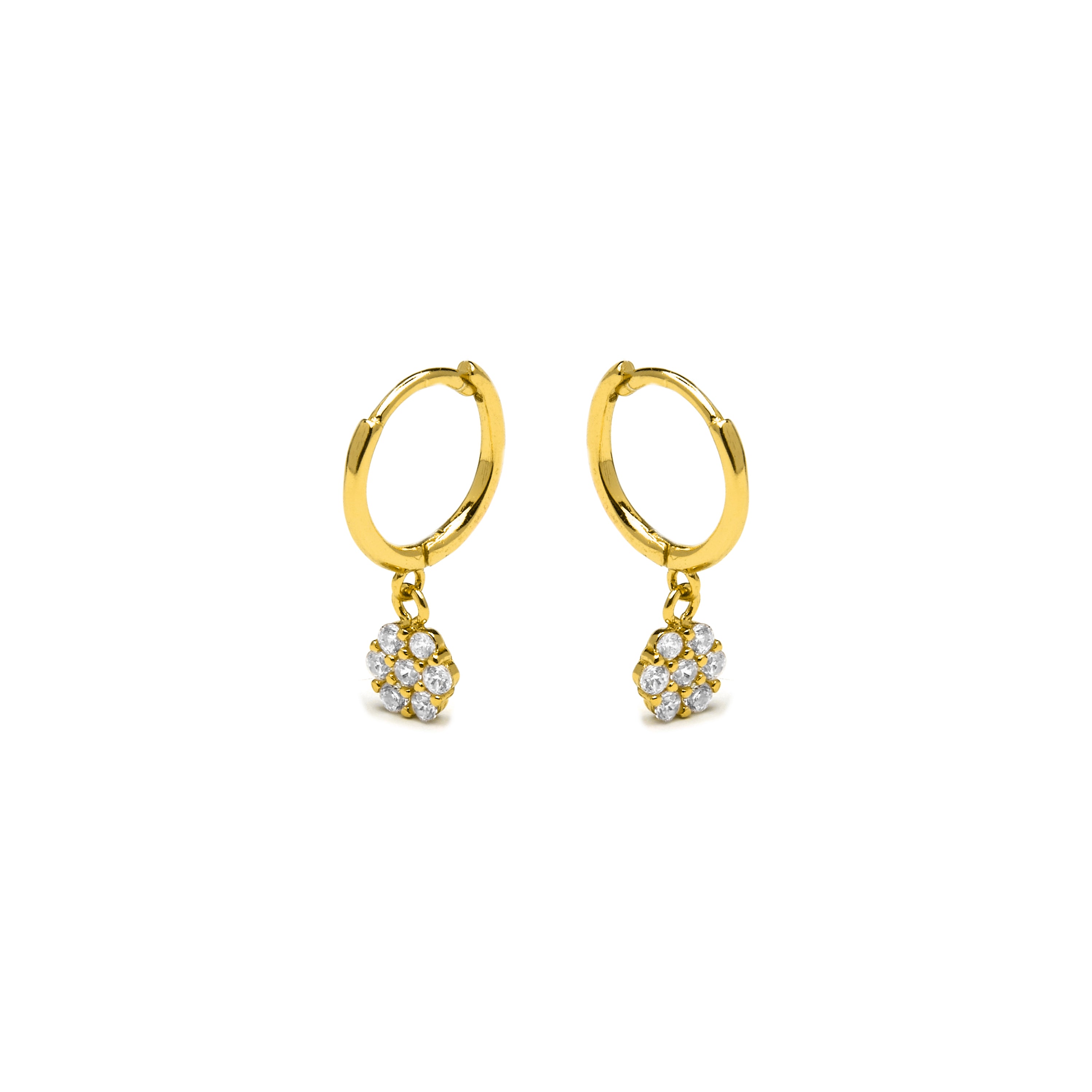 Boucles d'oreilles en argent sterling 925 et zircon brillant finition or jaune 18K - Lipyo