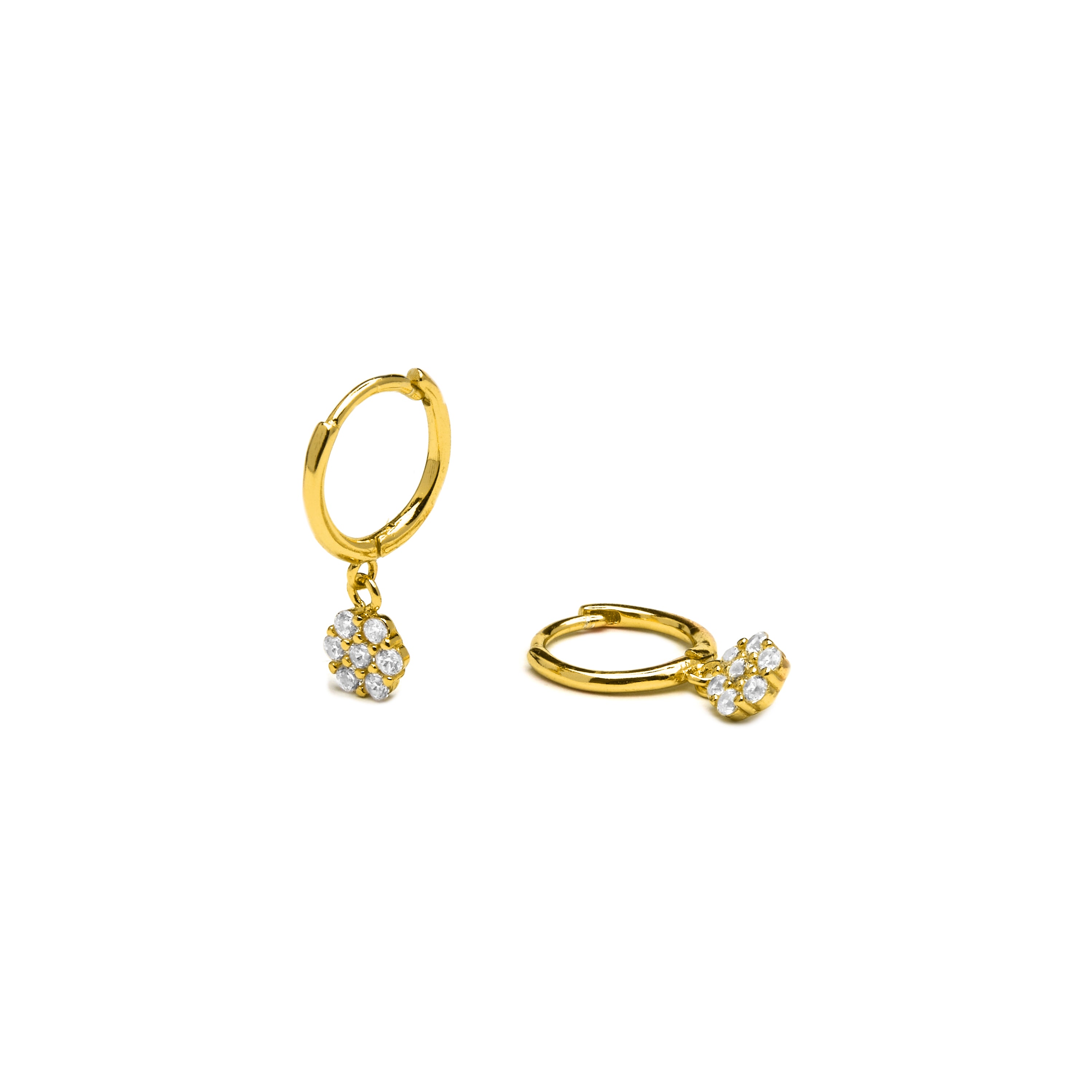 Boucles d'oreilles en argent sterling 925 et zircon brillant finition or jaune 18K - Lipyo
