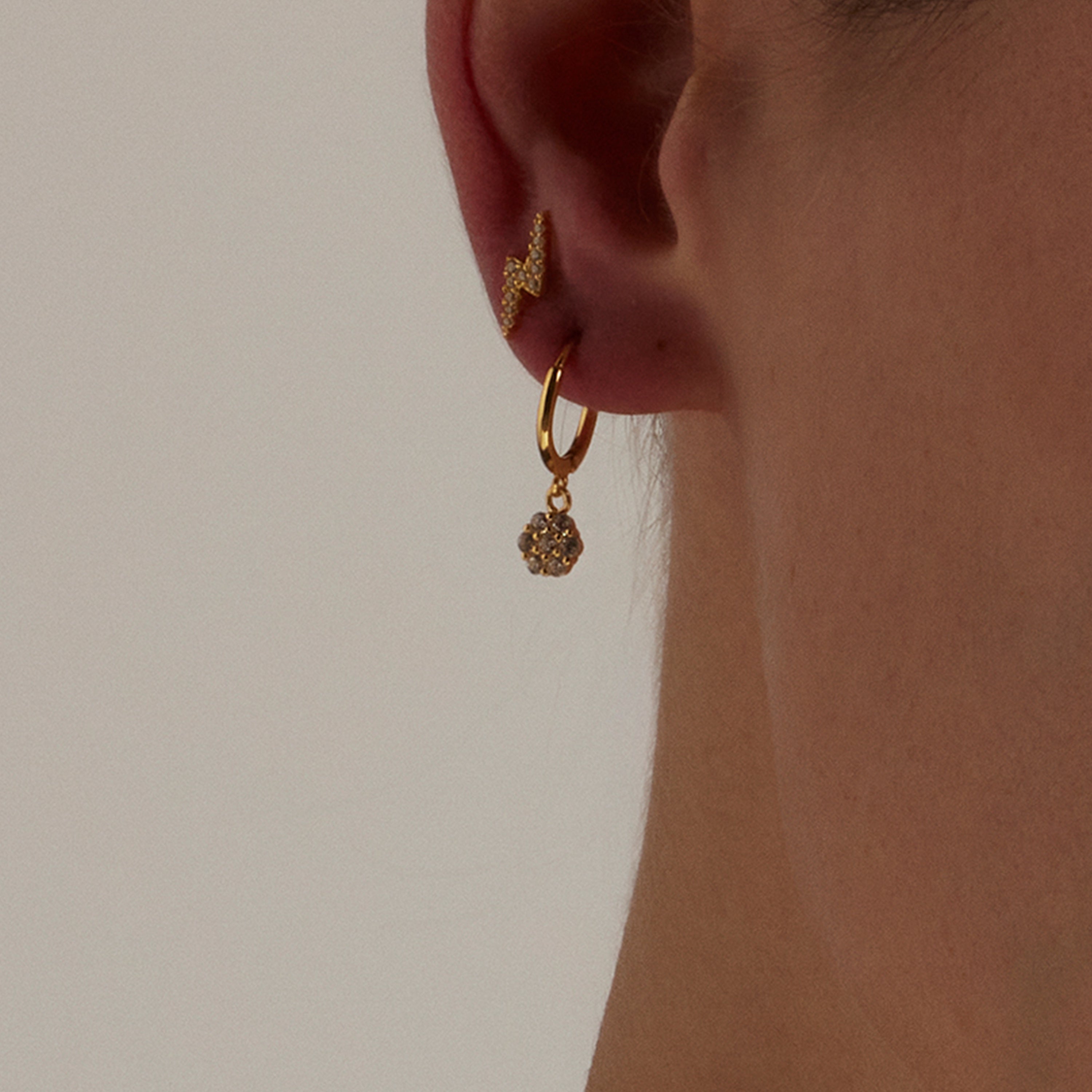 Boucles d'oreilles en argent sterling 925 et zircon brillant finition or jaune 18K - Lipyo