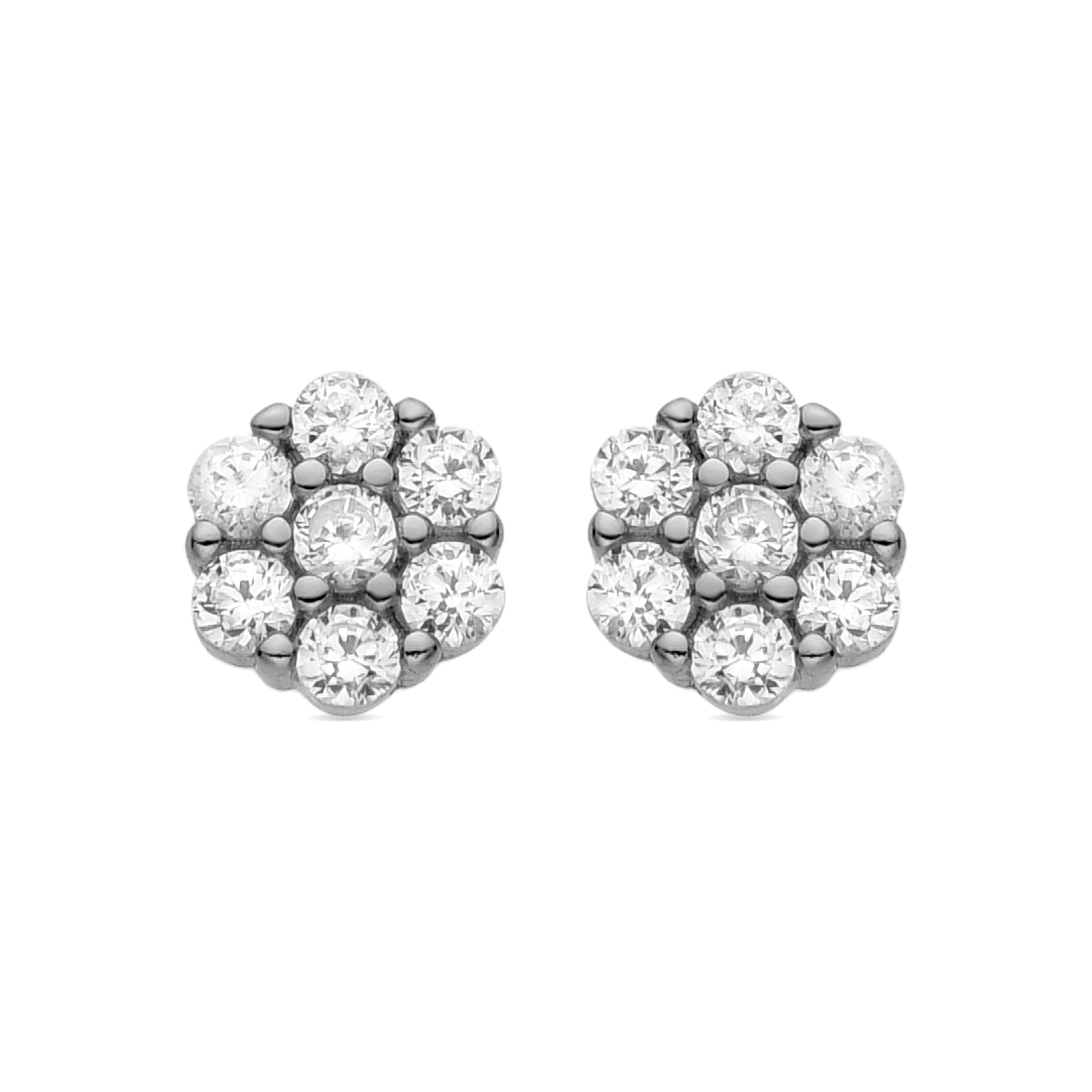 925 Sterling Silver Earrings with Brilliant Zirconia finished in Rhodium - Oris