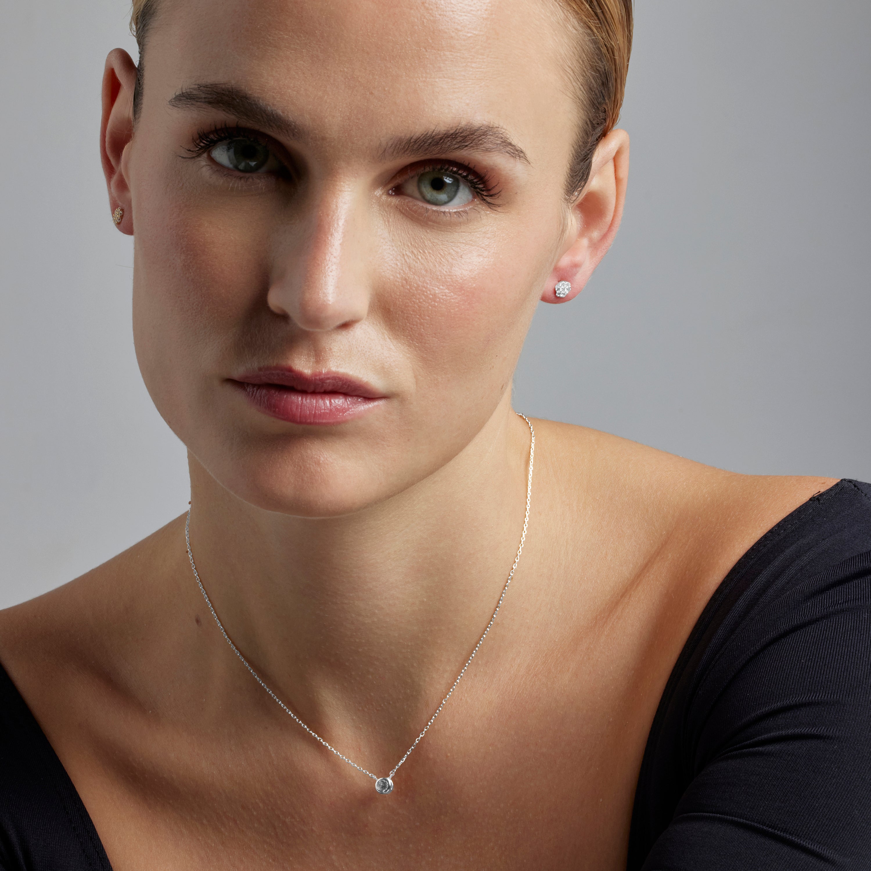925 Sterling Silver Earrings with Brilliant Zirconia finished in Rhodium - Oris