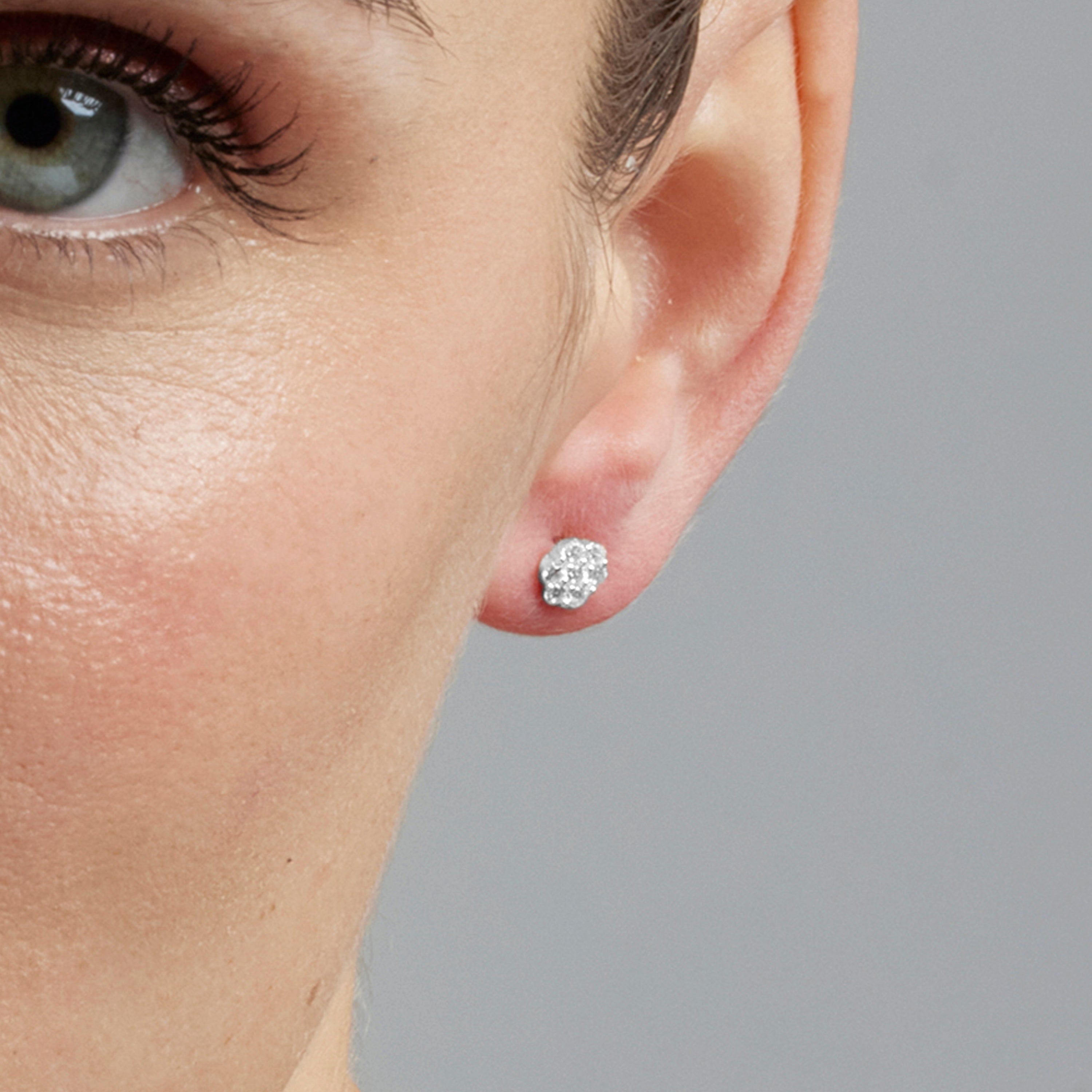 925 Sterling Silver Earrings with Brilliant Zirconia finished in Rhodium - Oris