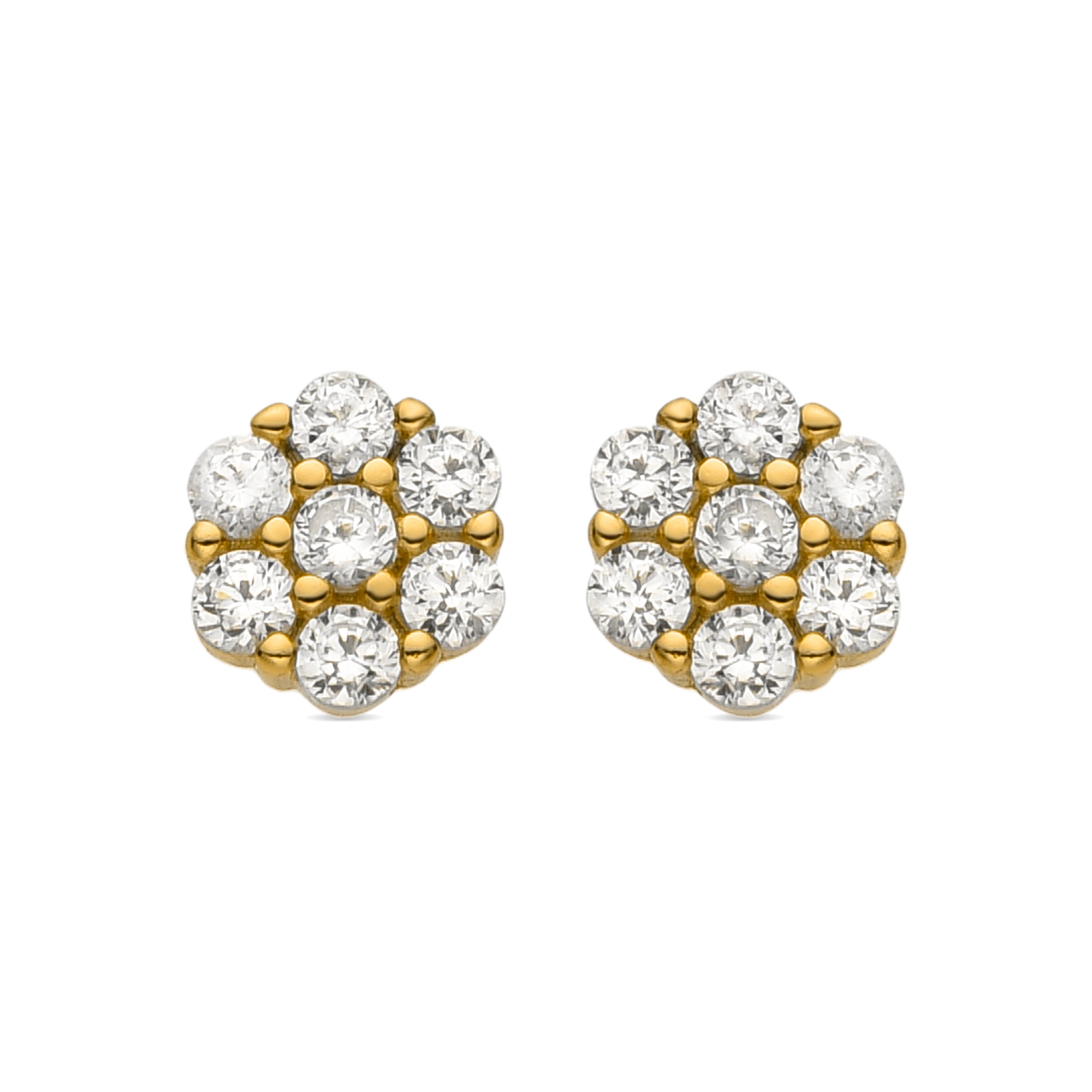Boucles d'oreilles en argent sterling 925 et zircon brillant finition or jaune 18K - Oris