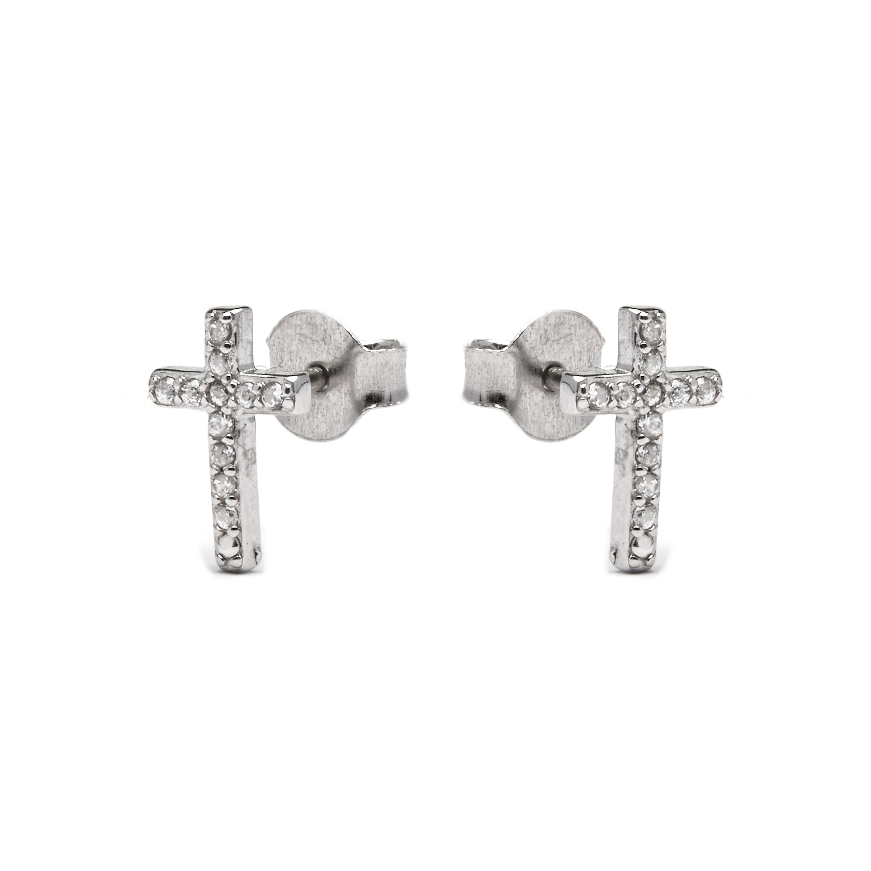 925 Sterling Silver Earrings with Brilliant Zirconia finished in Rhodium - Zudis