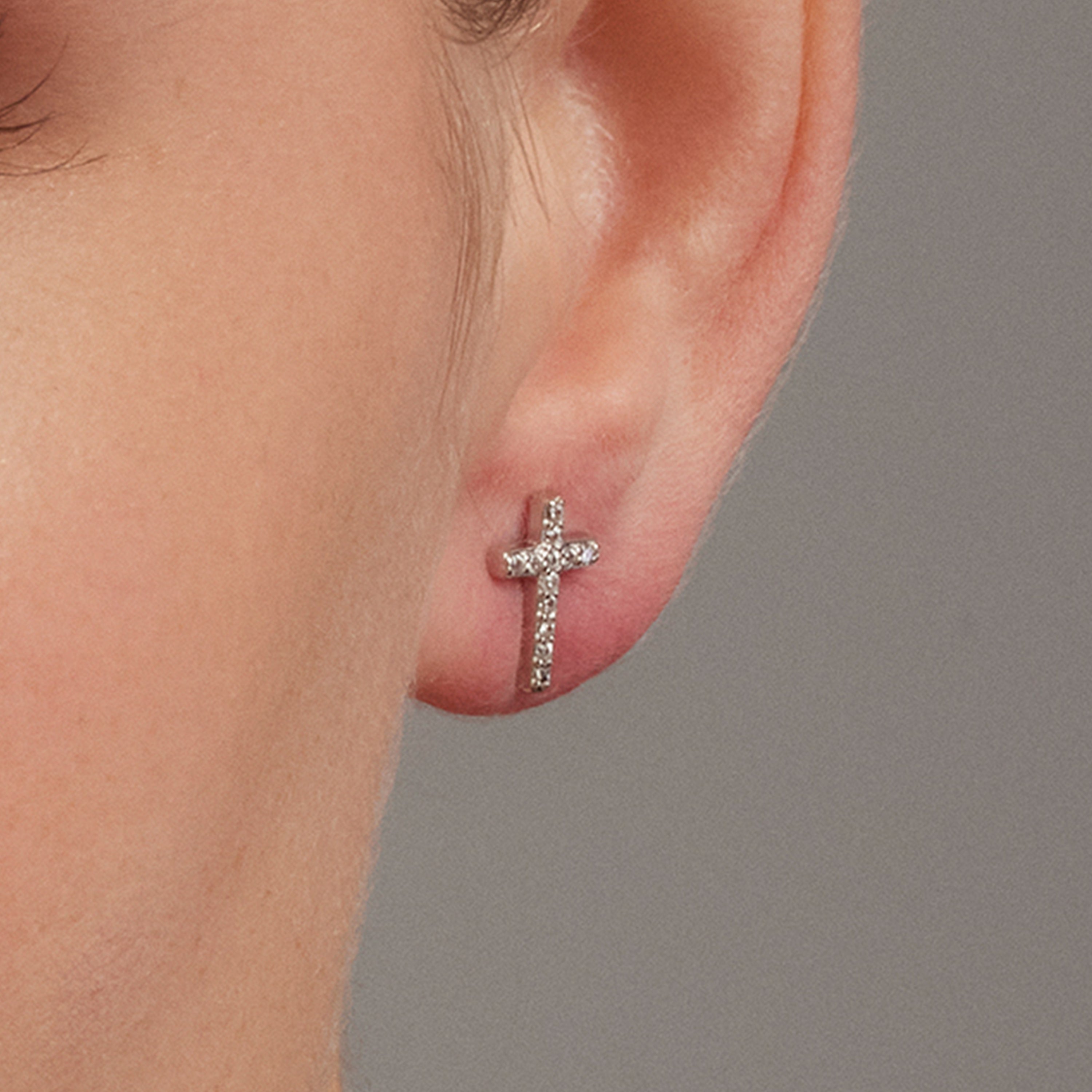925 Sterling Silver Earrings with Brilliant Zirconia finished in Rhodium - Zudis