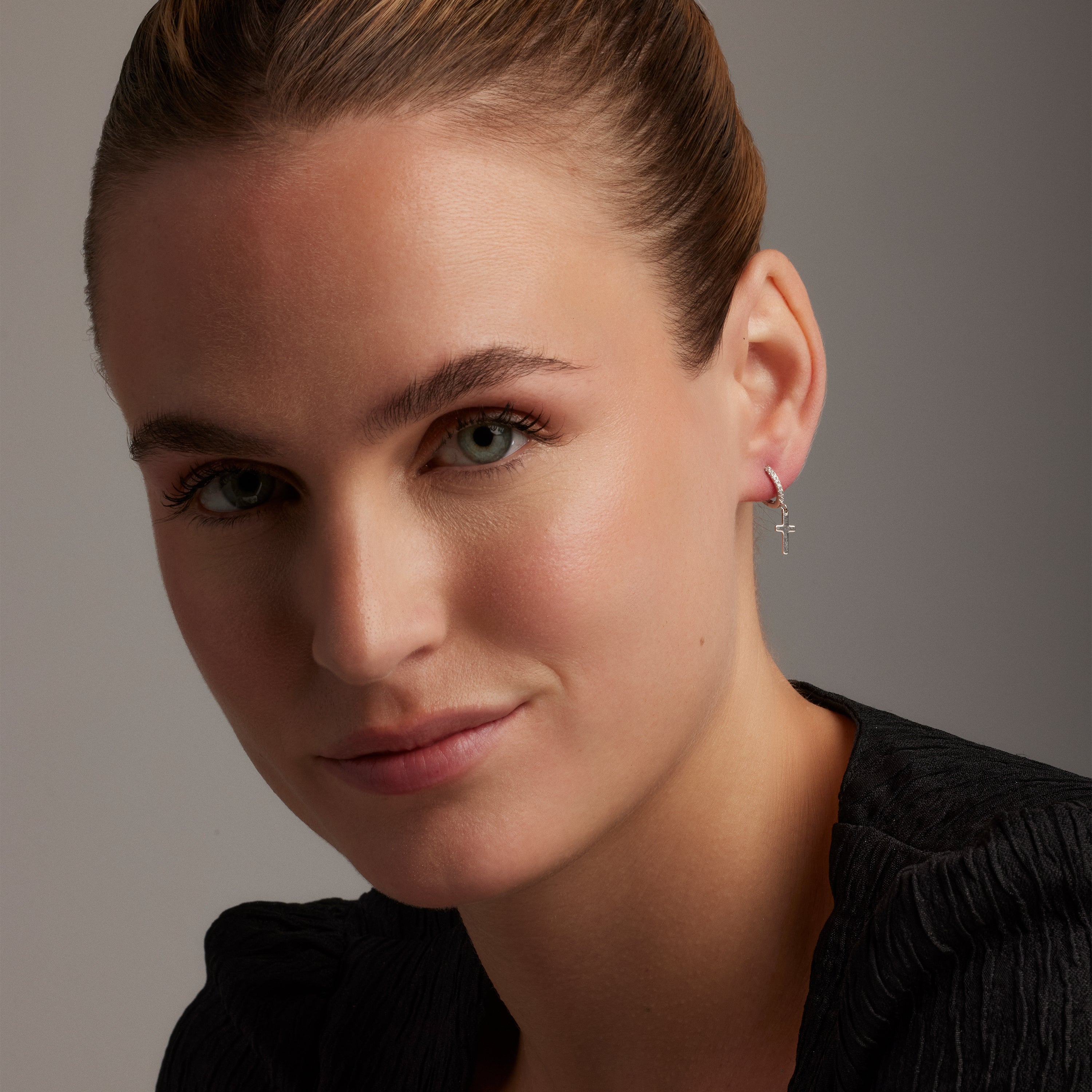 Boucles d'oreilles en argent sterling 925 et zircon brillant finition rhodium - Diret