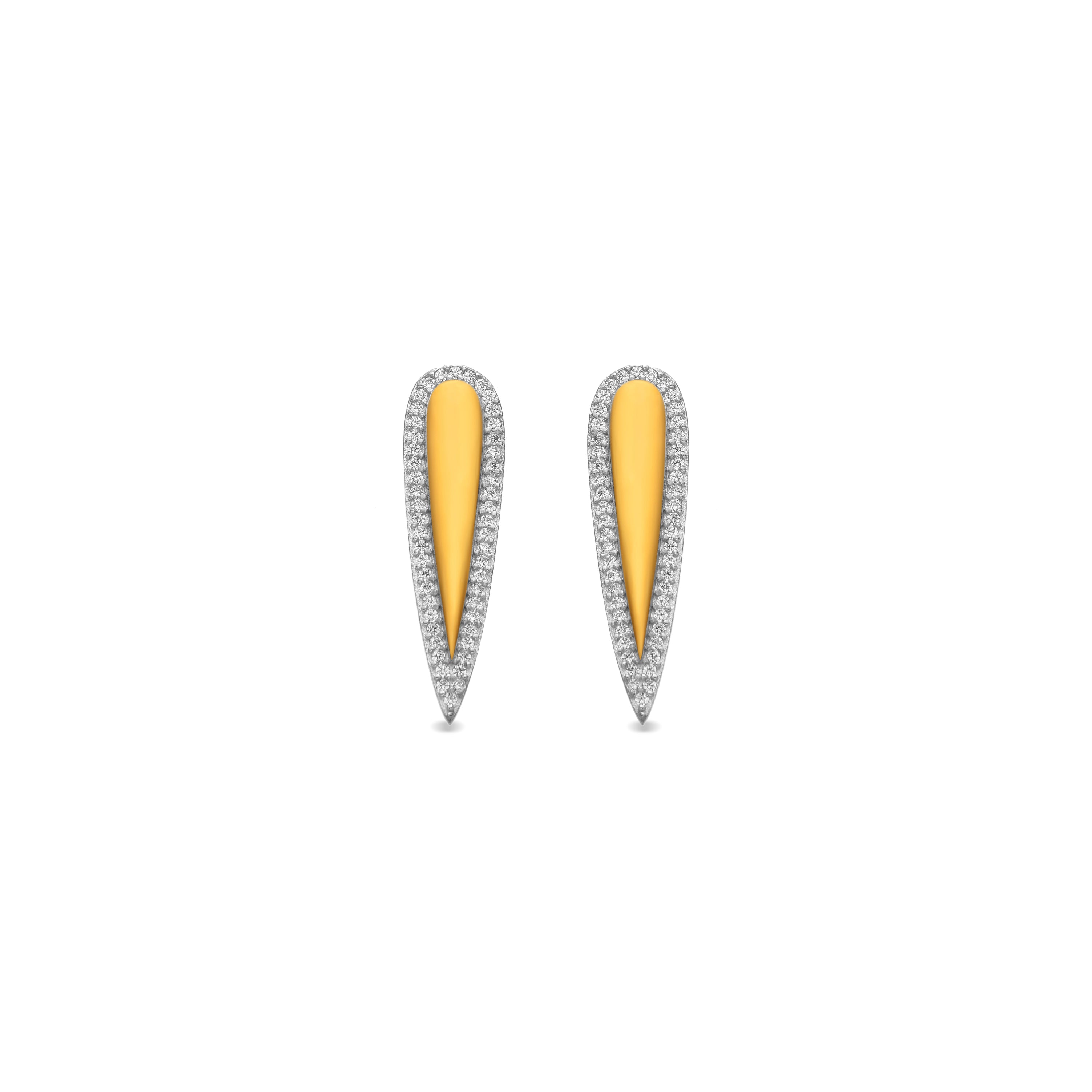 Brincos de Prata de Lei 925 e Zircónia Brilhante acabamento ouro 18k - Miriax