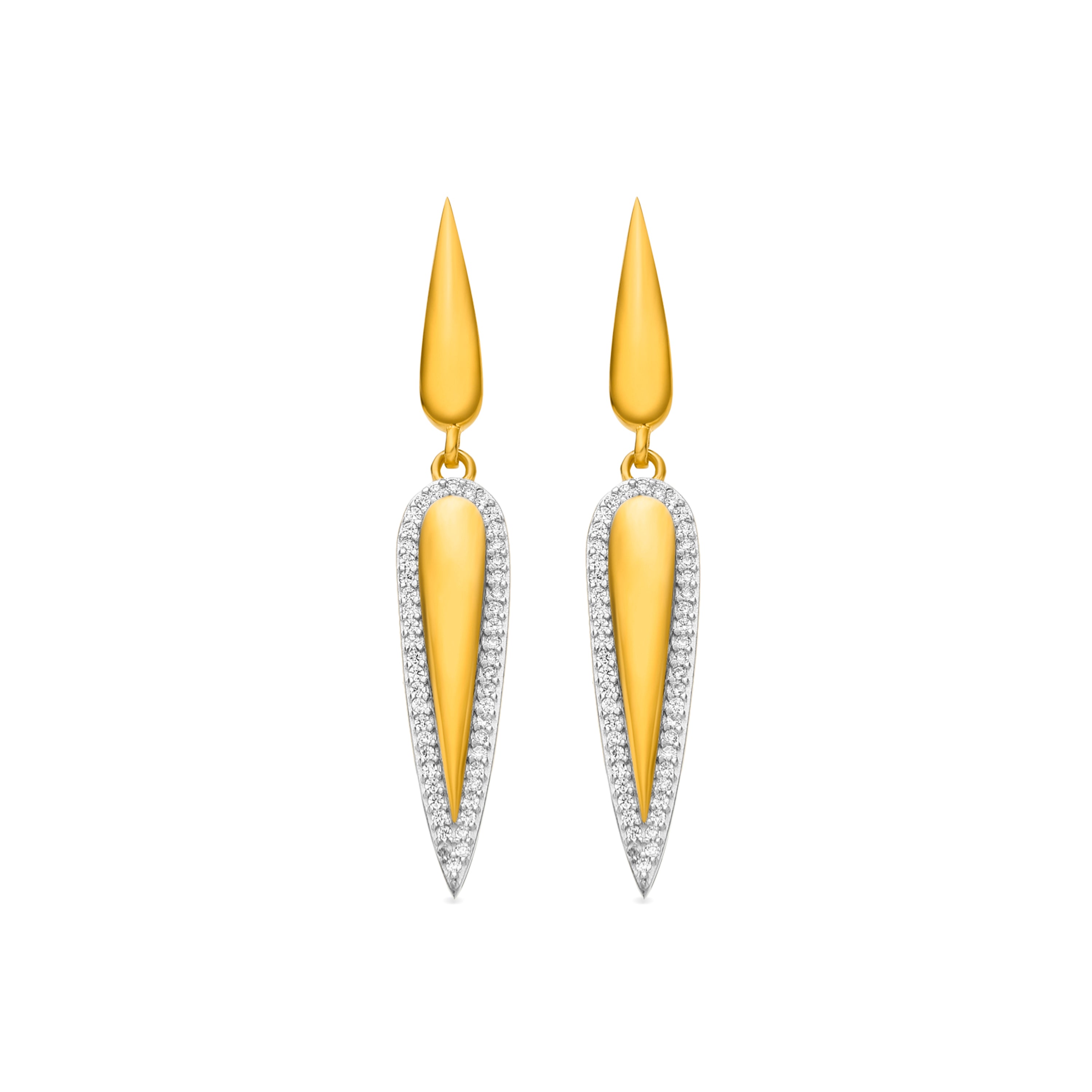 Pendientes de Plata de Ley 925 y Circonita Brillante acabado oro 18k - Omiya