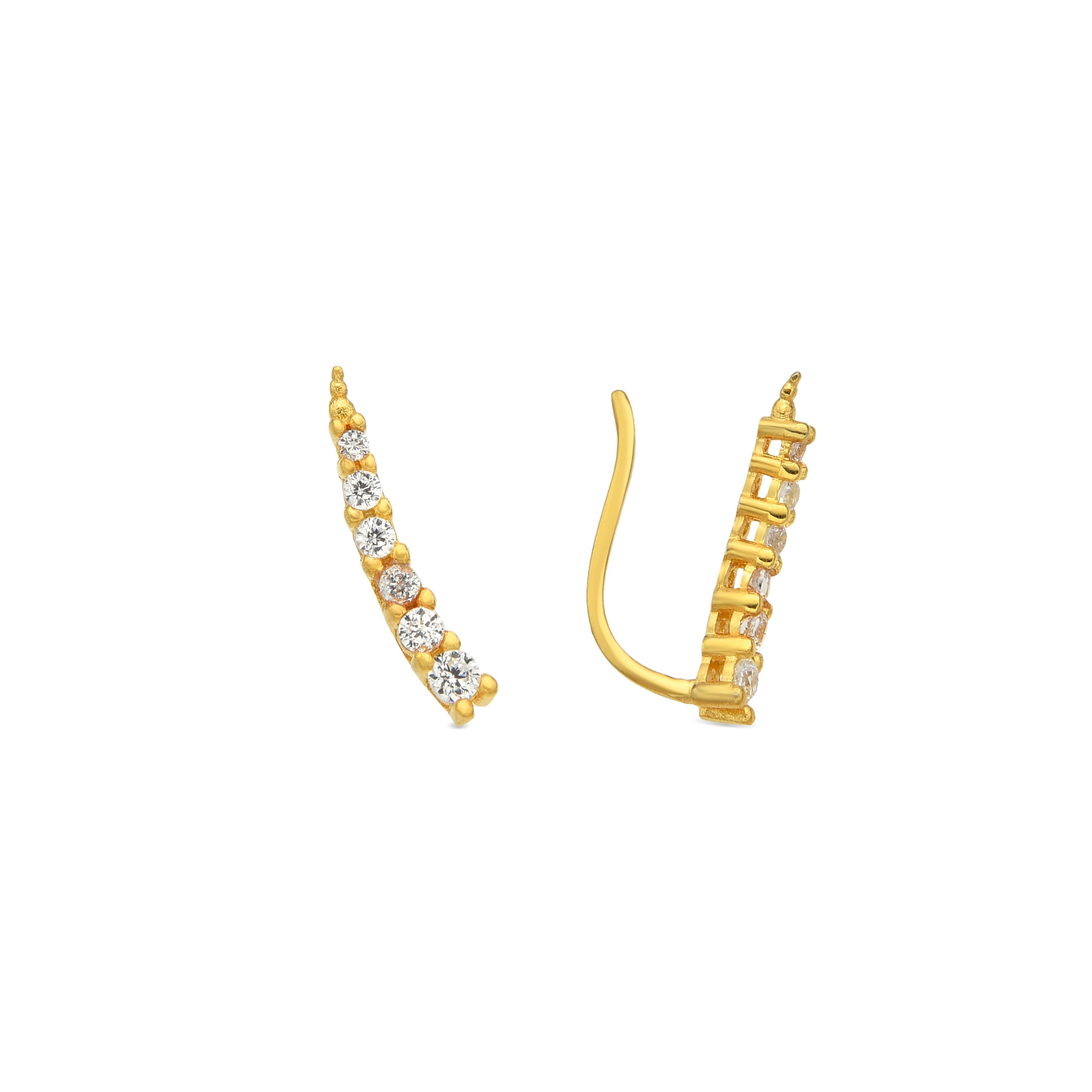 Brincos de Prata de Lei 925 e Zircónia Brilhante com acabamento em ouro amarelo de 18k - Losci