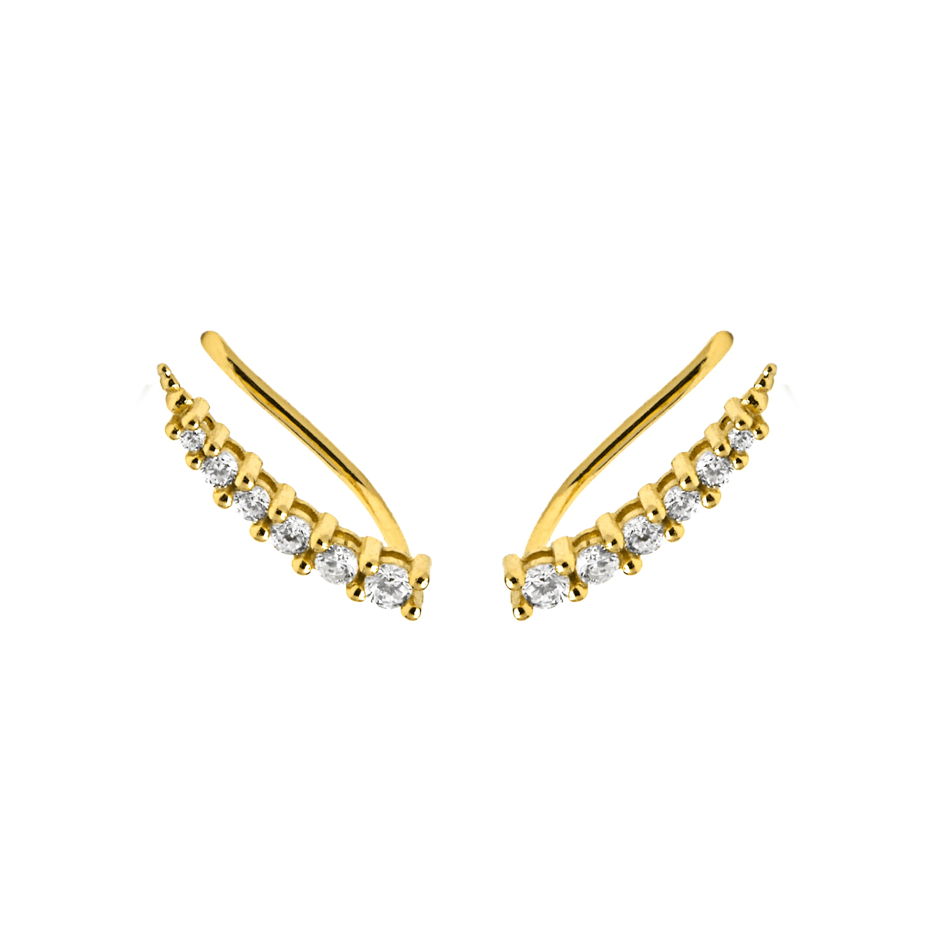 Brincos de Prata de Lei 925 e Zircónia Brilhante com acabamento em ouro amarelo de 18k - Losci