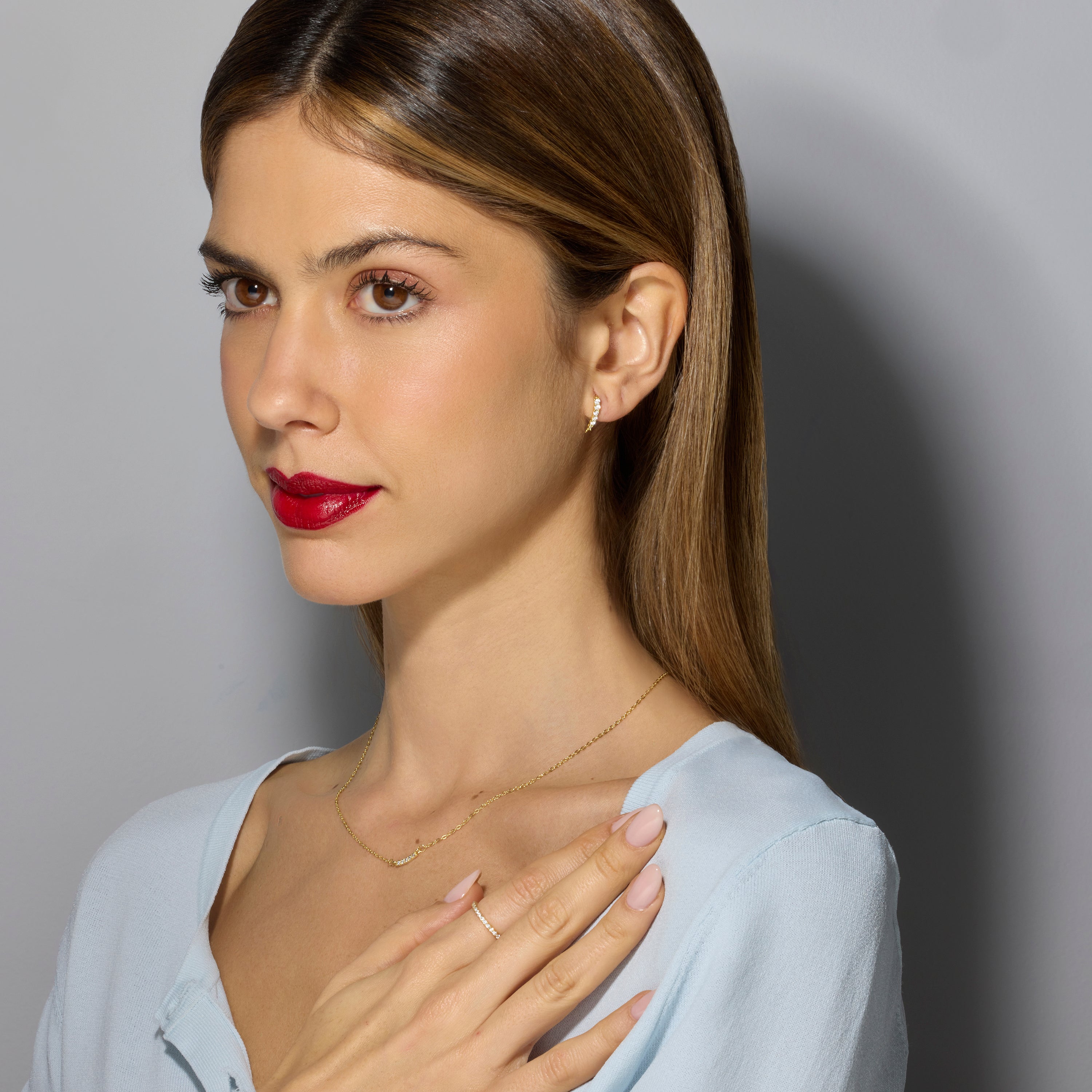 Brincos de Prata de Lei 925 e Zircónia Brilhante com acabamento em ouro amarelo de 18k - Losci