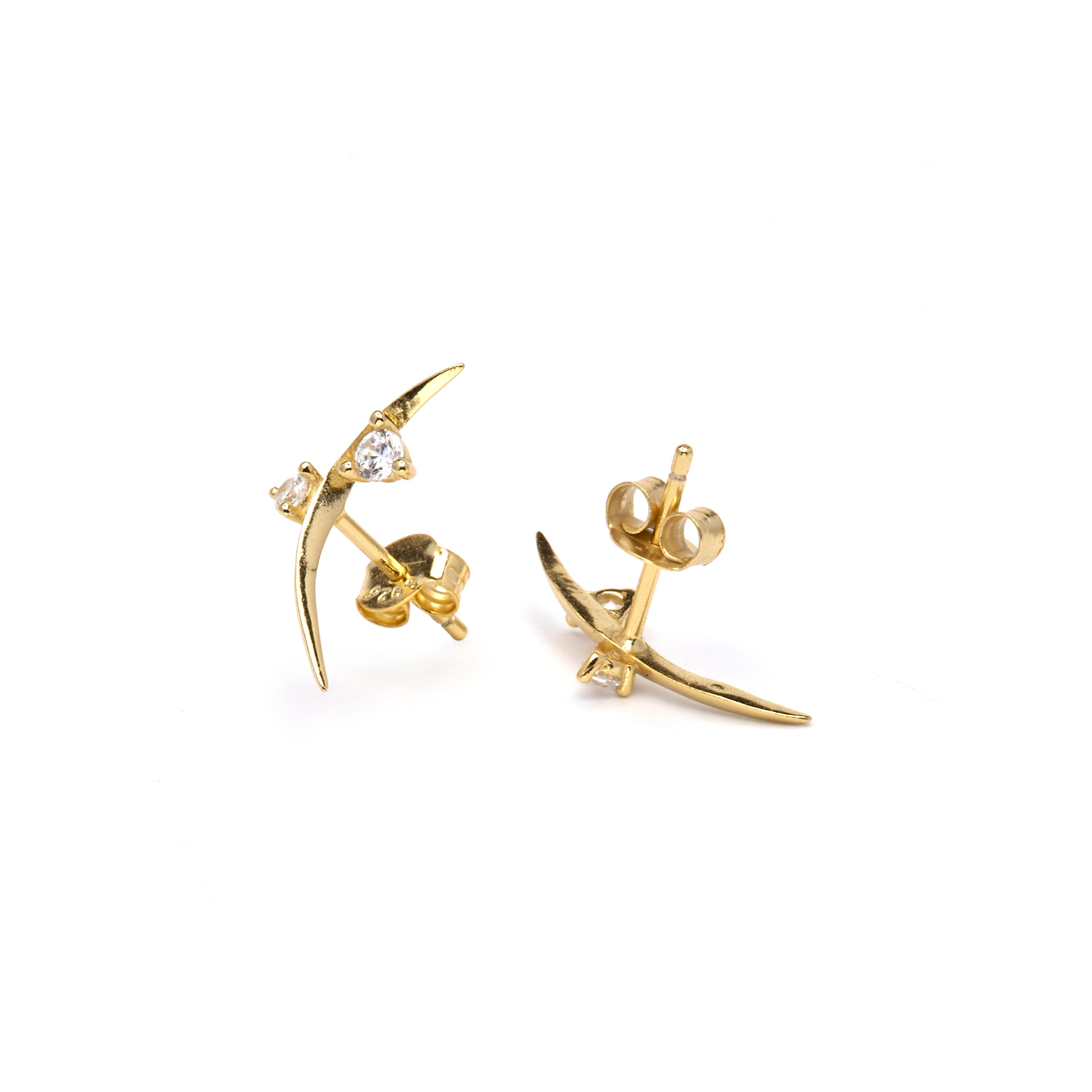 Ohrringe aus 925er Sterlingsilber und funkelndem Zirkonia mit 18k Gelbgold-Finish - Ryfio