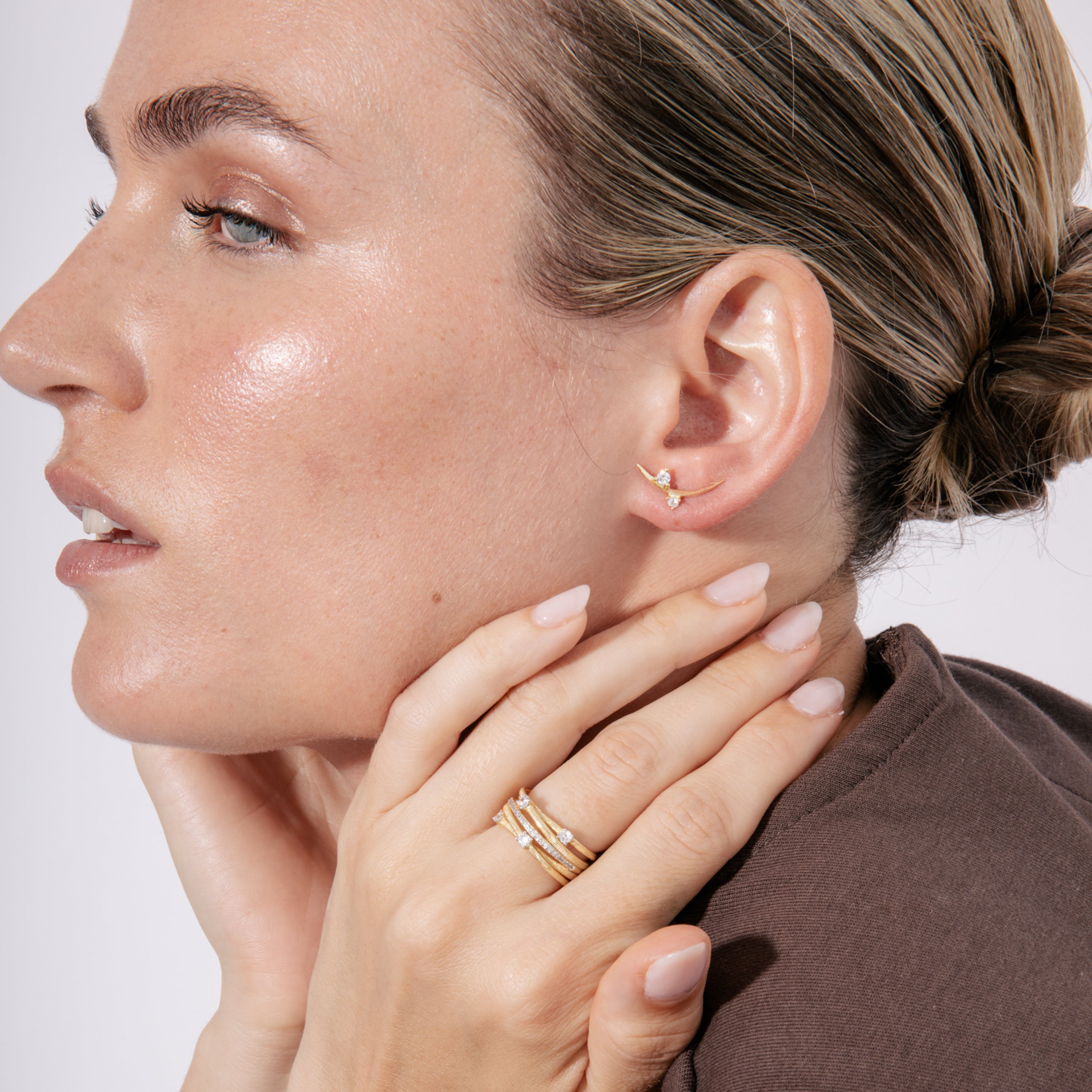 Ohrringe aus 925er Sterlingsilber und funkelndem Zirkonia mit 18k Gelbgold-Finish - Ryfio