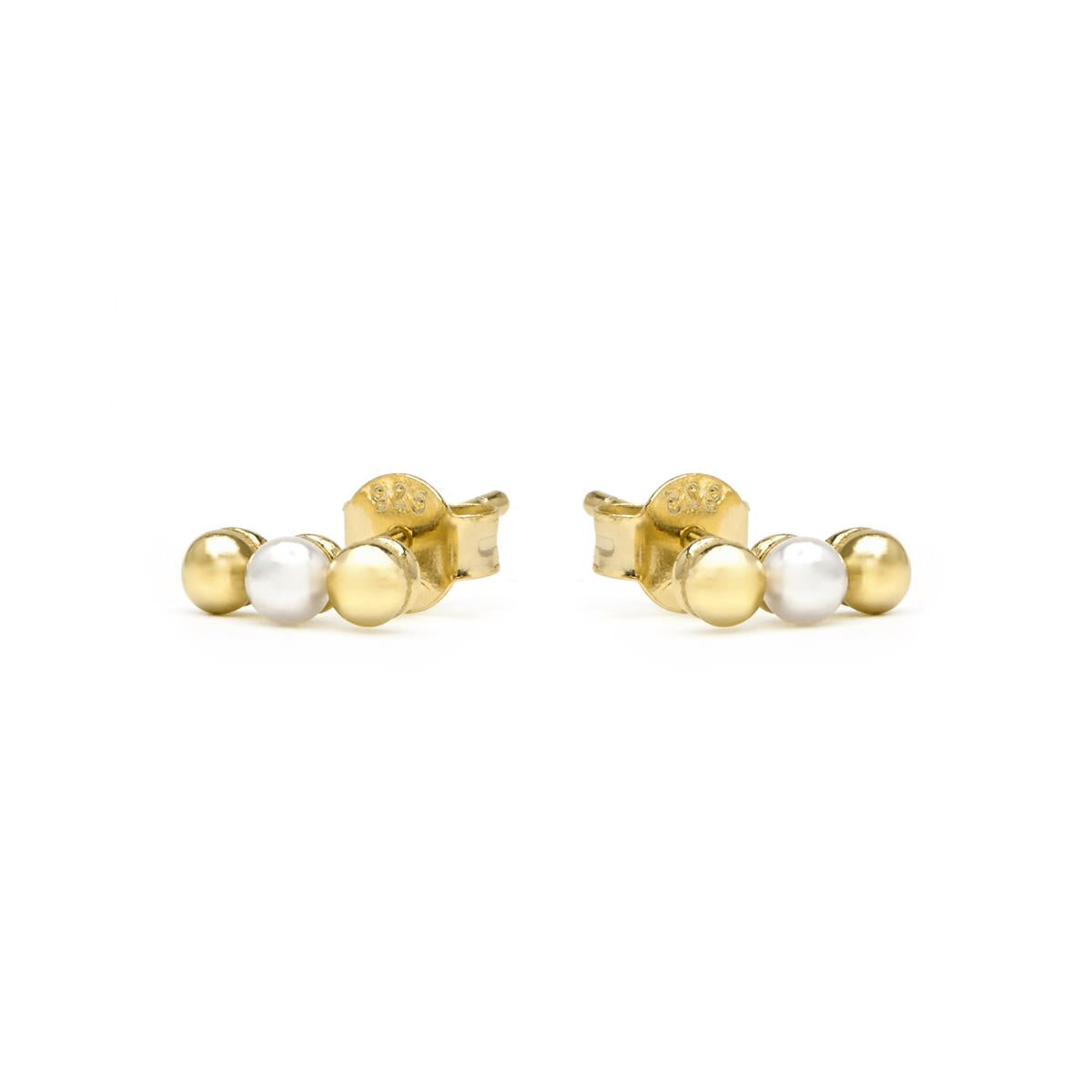 Pendientes de Plata de Ley 925 y Perla Blanca acabado en oro amarillo 18k - Zalex