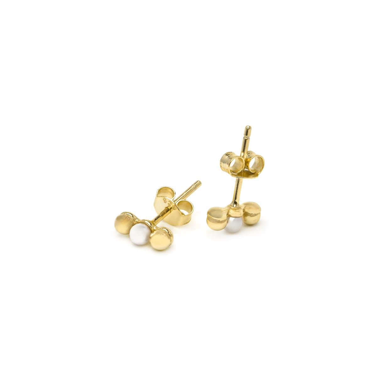 Pendientes de Plata de Ley 925 y Perla Blanca acabado en oro amarillo 18k - Zalex