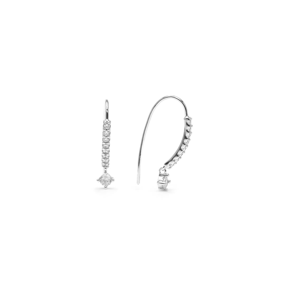 Boucles d'oreilles en argent sterling 925 et zircon brillant finition rhodiée - Yabra