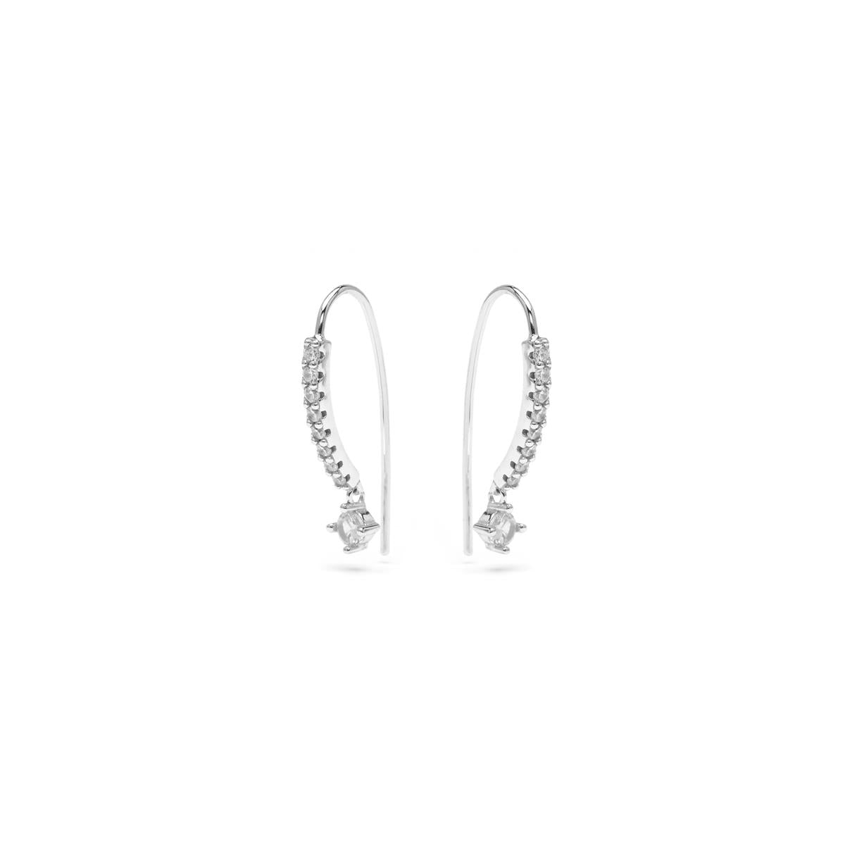 Boucles d'oreilles en argent sterling 925 et zircon brillant finition rhodiée - Yabra
