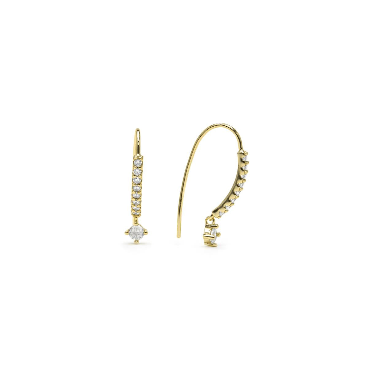 Boucles d'oreilles en argent sterling 925 et zircon brillant finition or jaune 18k - Yabra