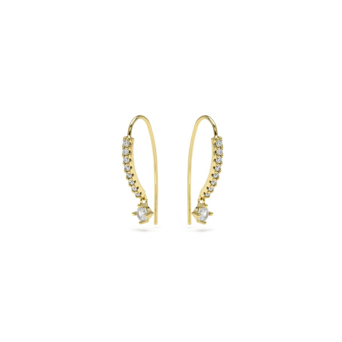 Boucles d'oreilles en argent sterling 925 et zircon brillant finition or jaune 18k - Yabra