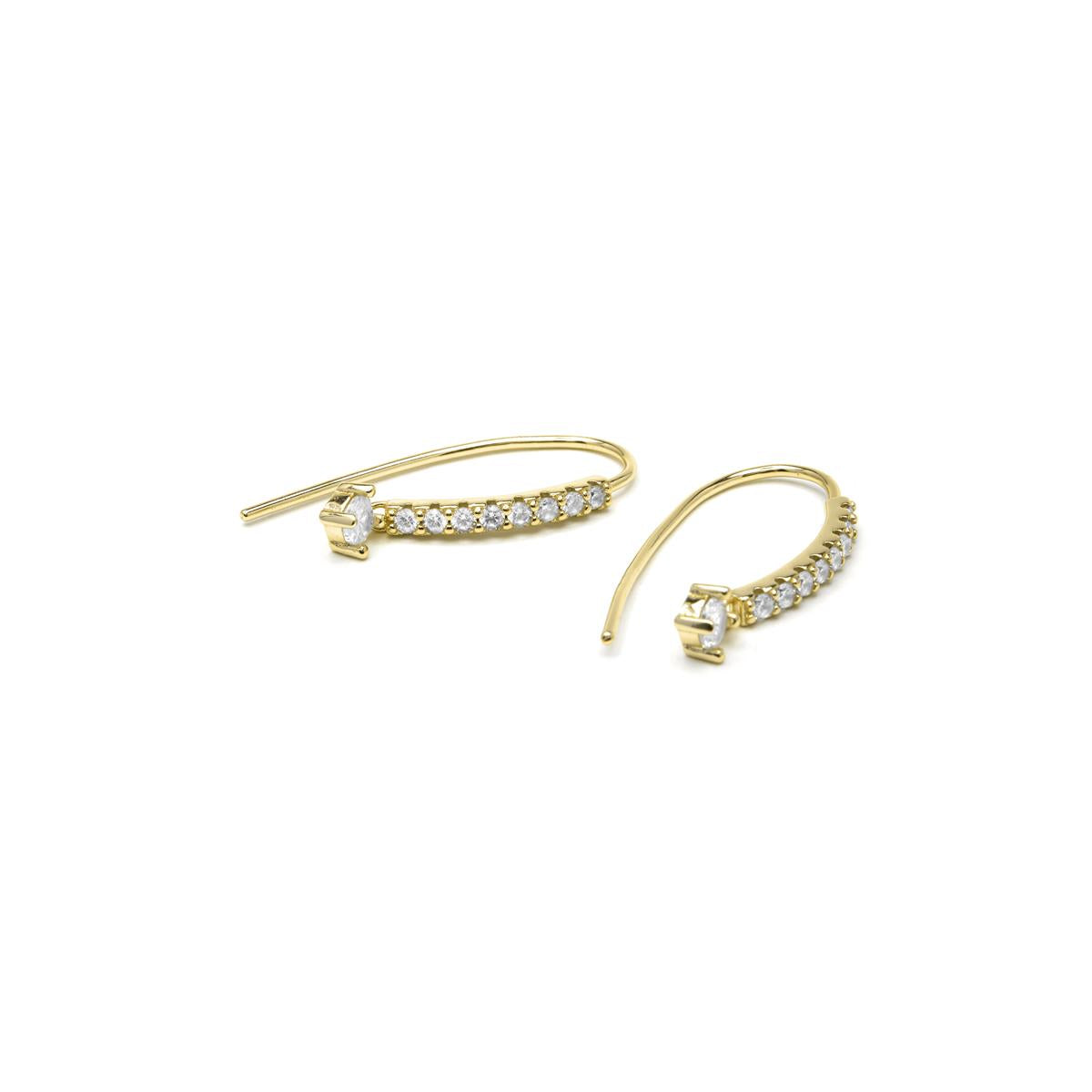 Boucles d'oreilles en argent sterling 925 et zircon brillant finition or jaune 18k - Yabra