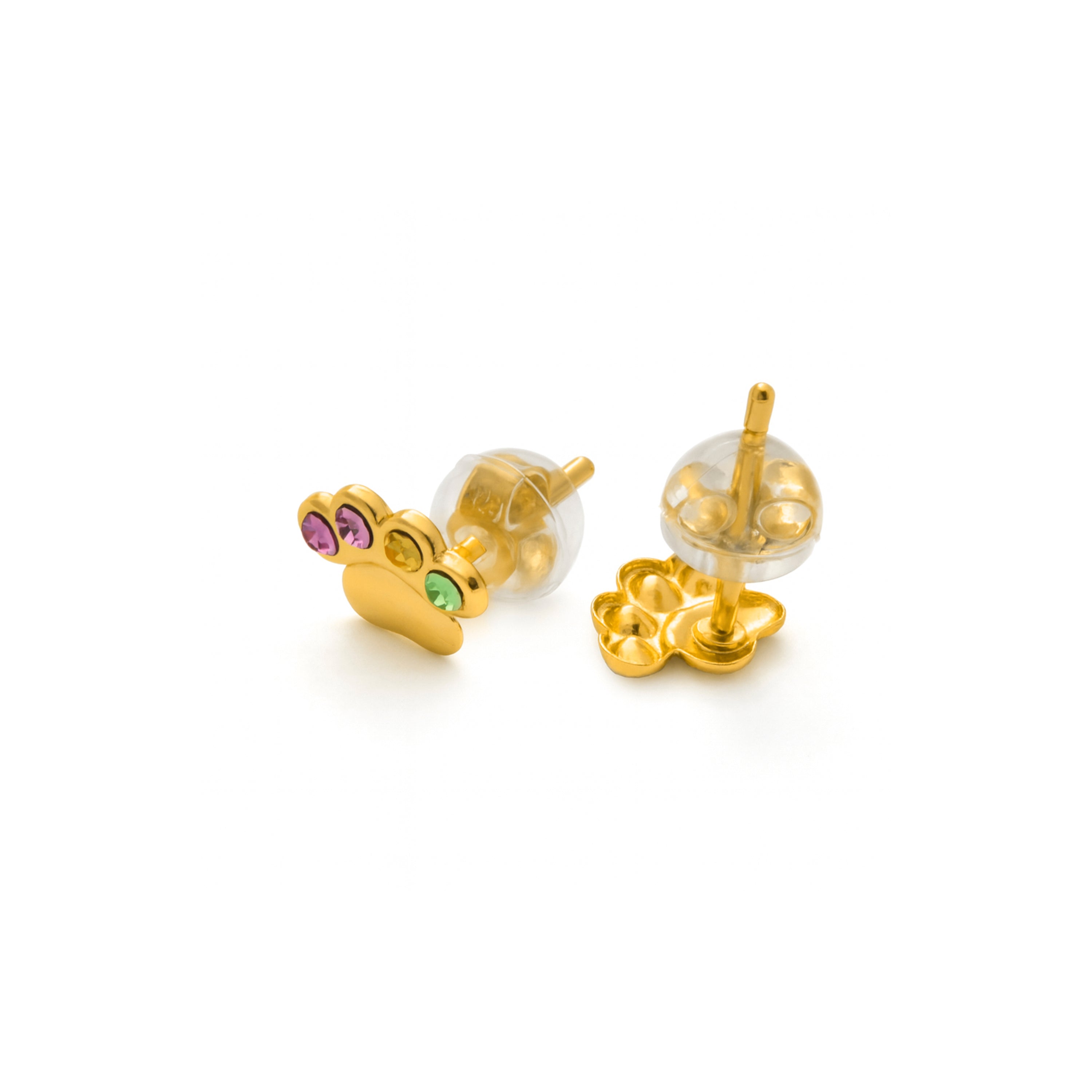 Pendientes de Plata de Ley 925 y Circonita Multicolor acabado en Oro Amarillo 18k - Narath