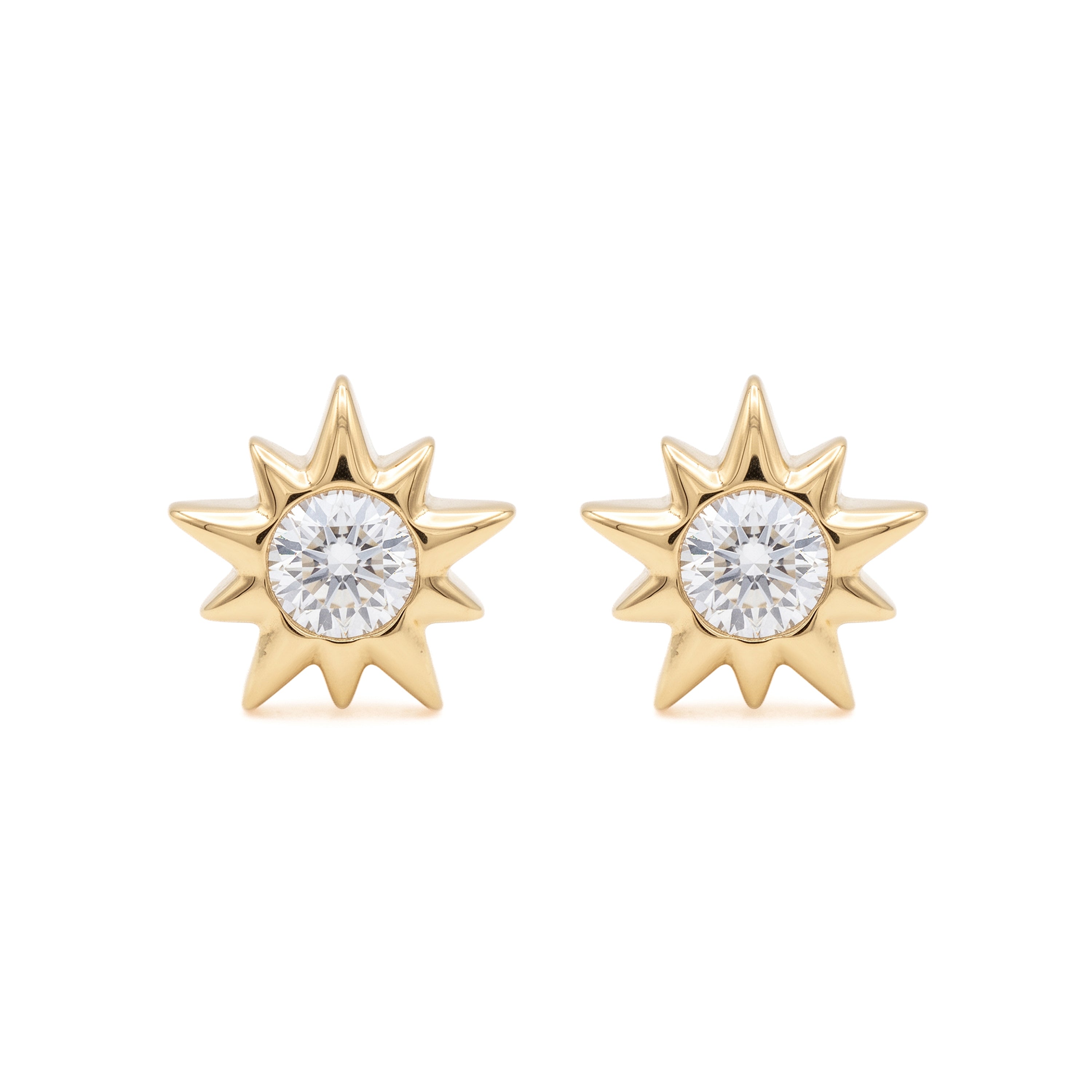 Pendientes de plata de Ley 925 y Circonita Brillante acabado en oro amarillo de 18k - Gutan