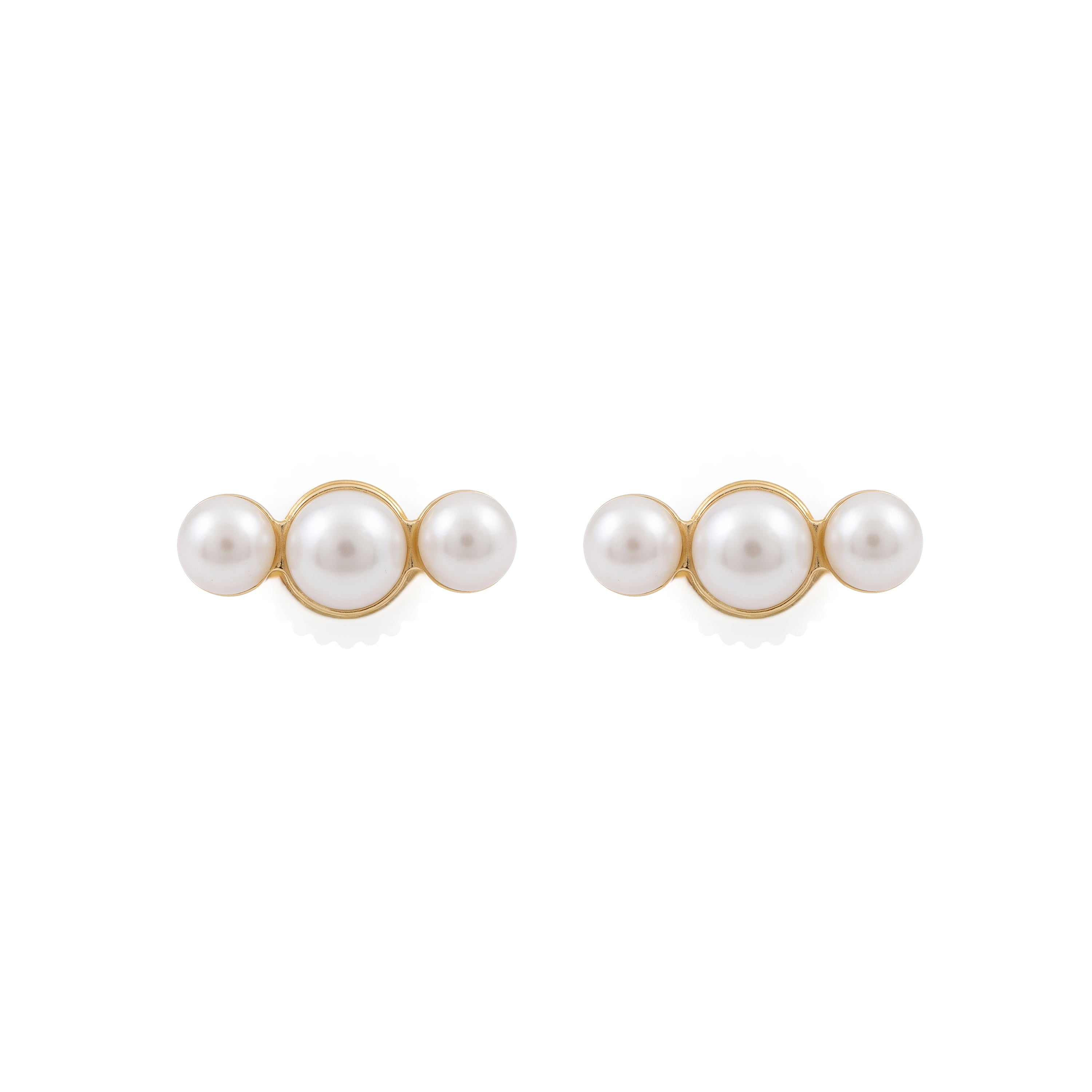Pendientes de plata de Ley 925 y Perla Blanca acabado en oro amarillo de 18k - Radat