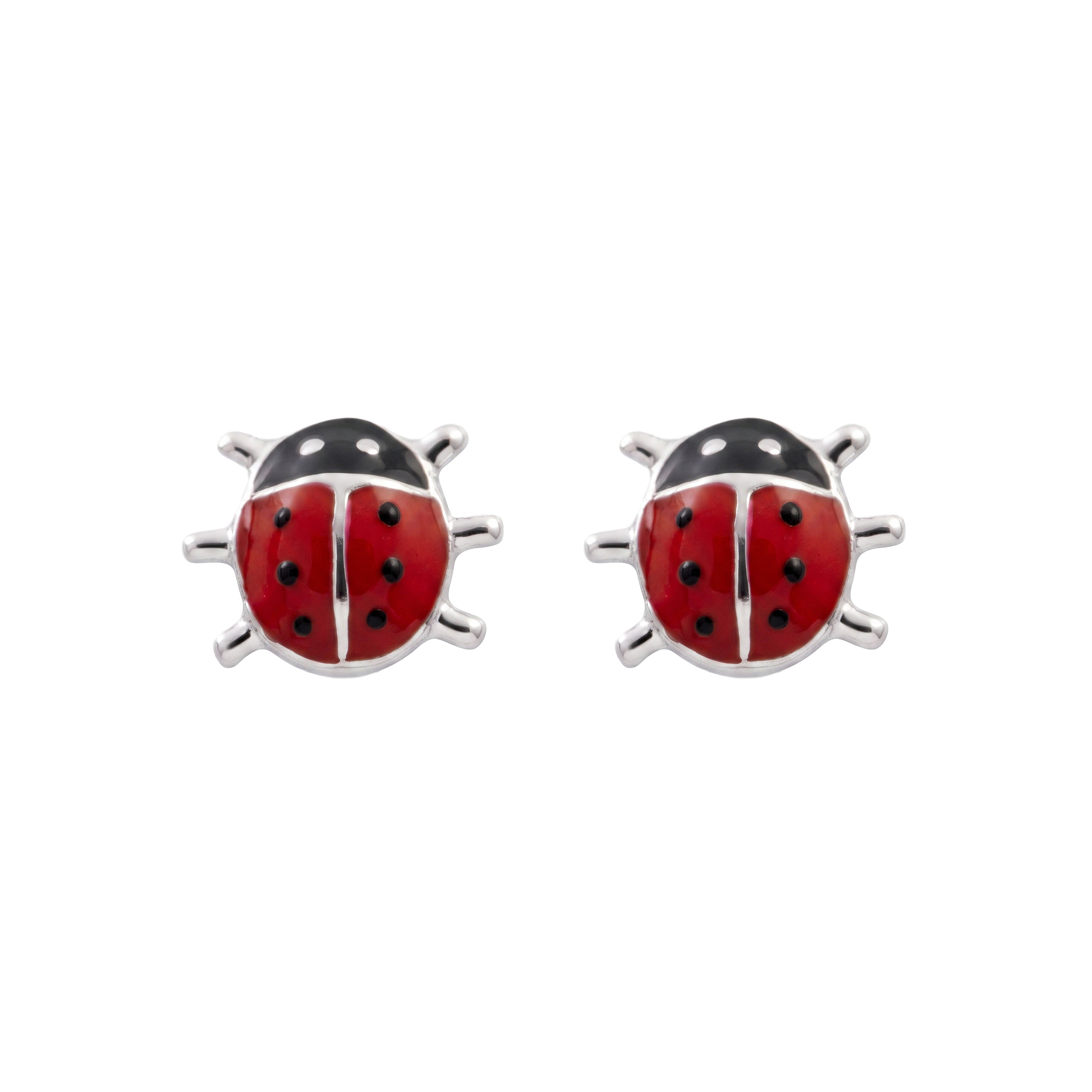 Pendientes de plata de Ley 925 y Lacado Multicolor acabado en rodio - Mariquita