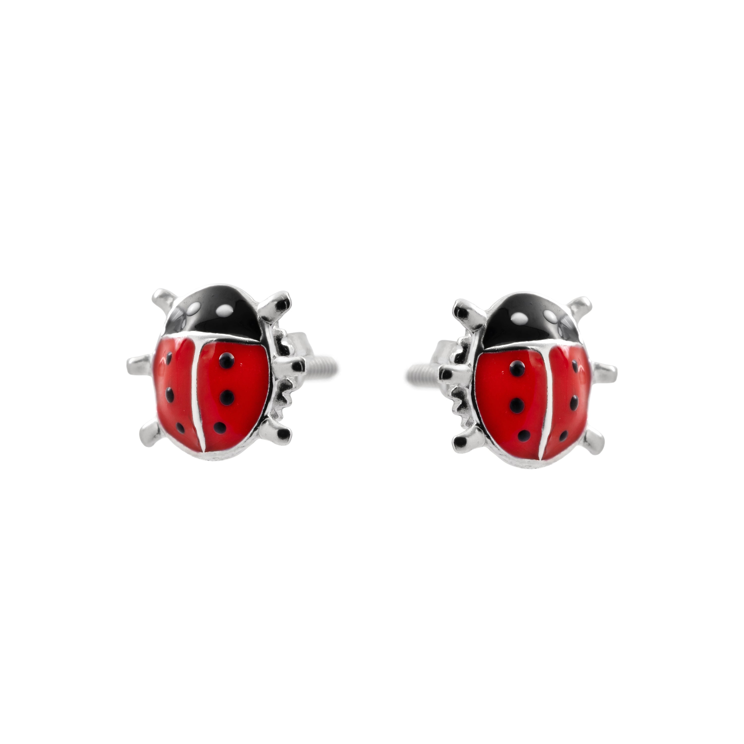 Pendientes de plata de Ley 925 y Lacado Multicolor acabado en rodio - Mariquita