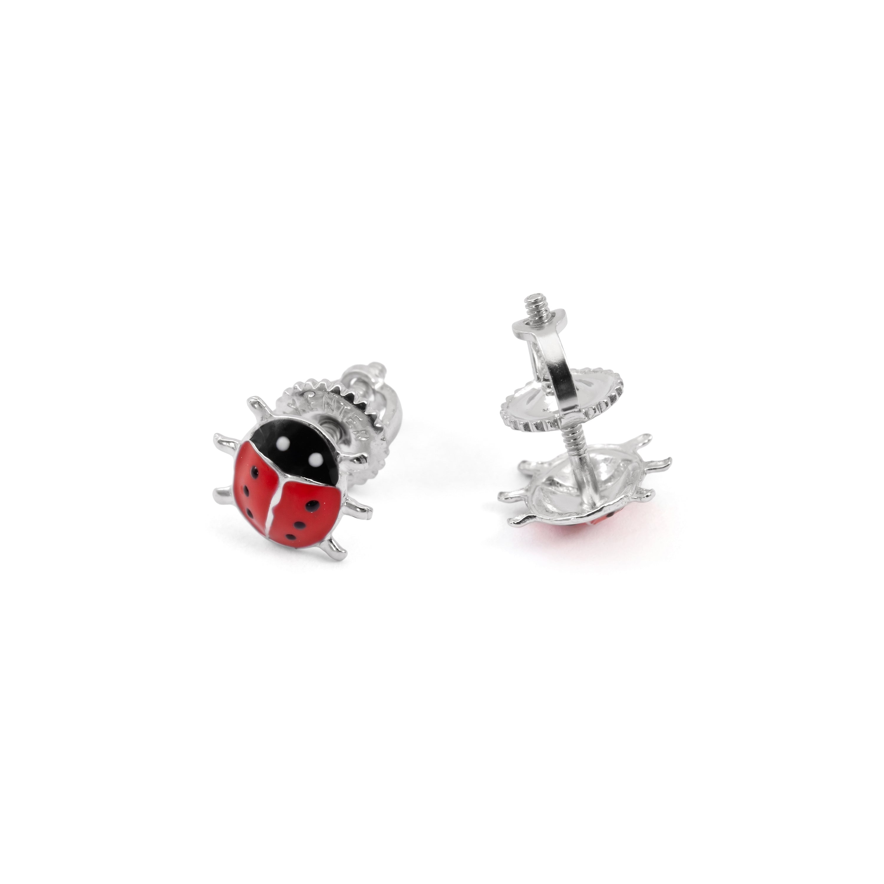 Pendientes de plata de Ley 925 y Lacado Multicolor acabado en rodio - Mariquita