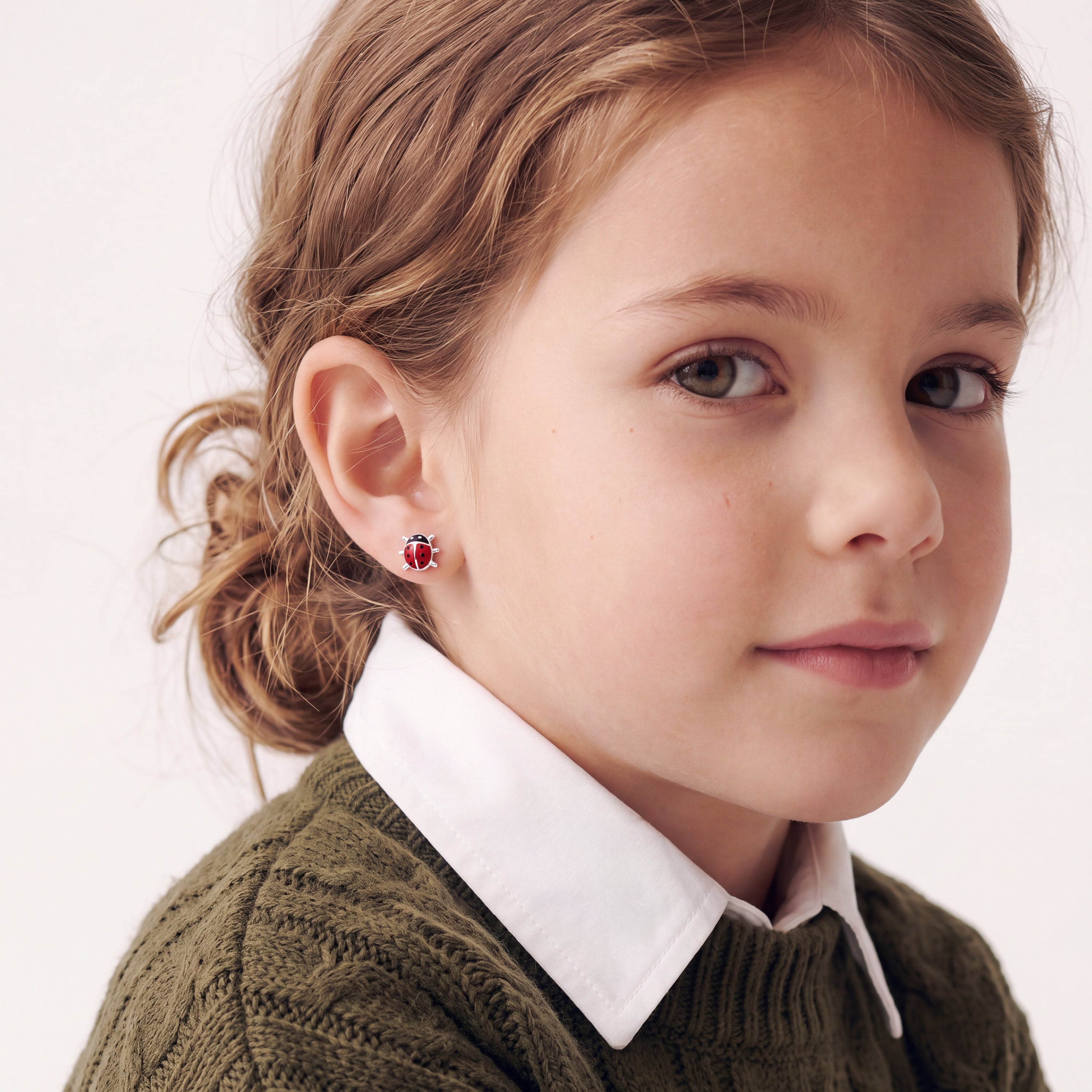Pendientes de plata de Ley 925 y Lacado Multicolor acabado en rodio - Mariquita